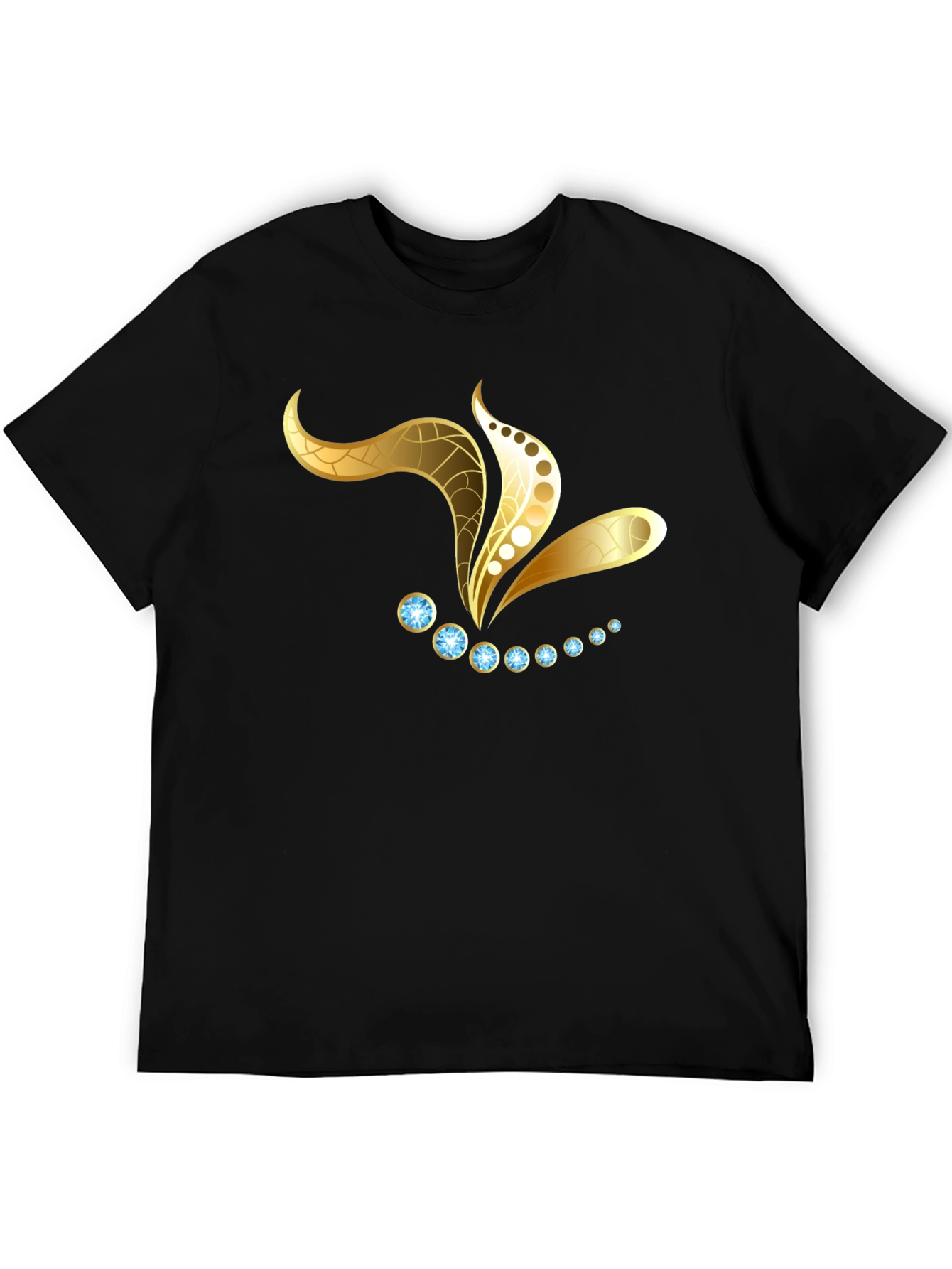 Black T-Shirt with Gold Jewel Design - 5