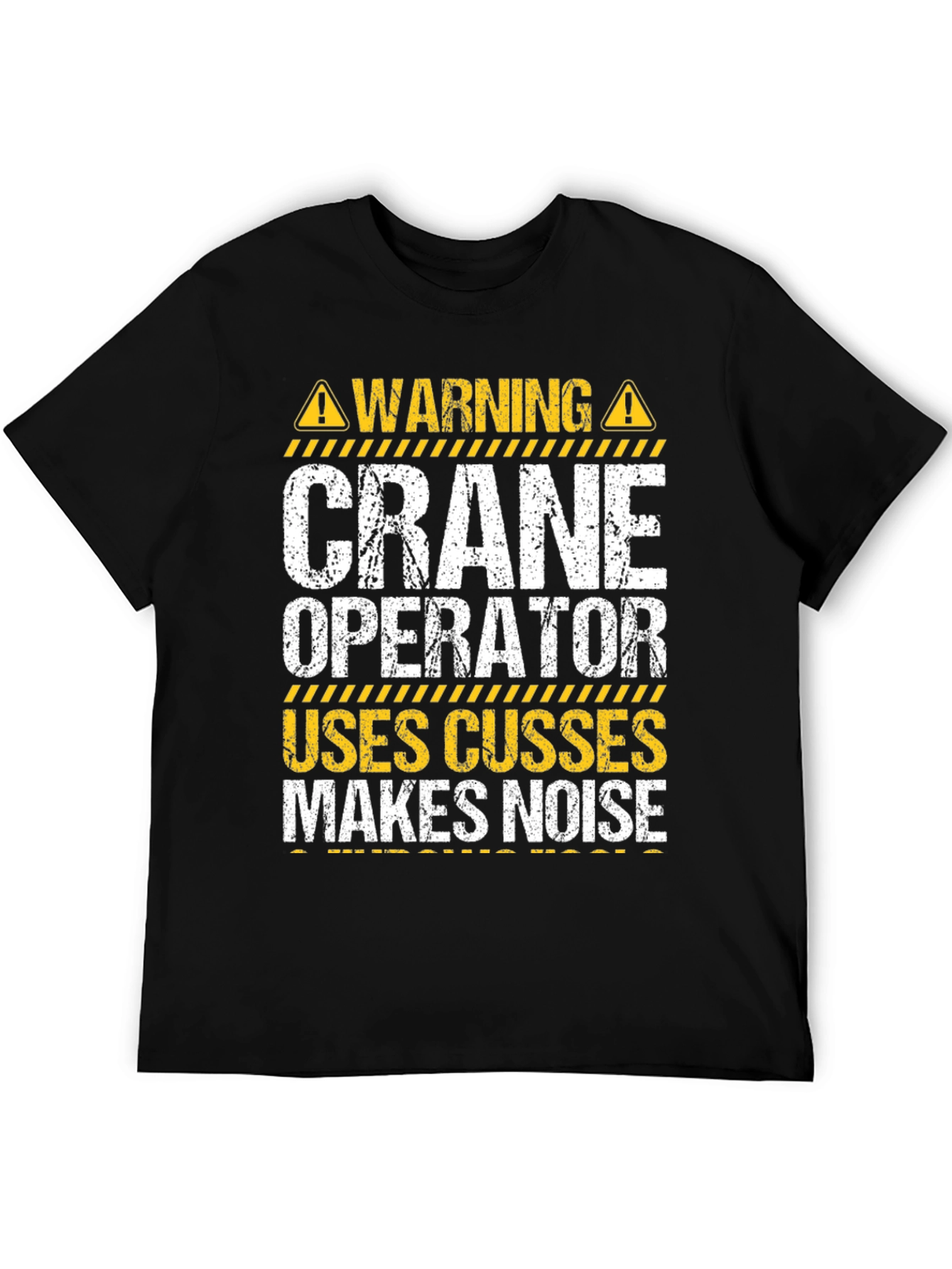 Black Warning Crane Operator T-Shirt view 5