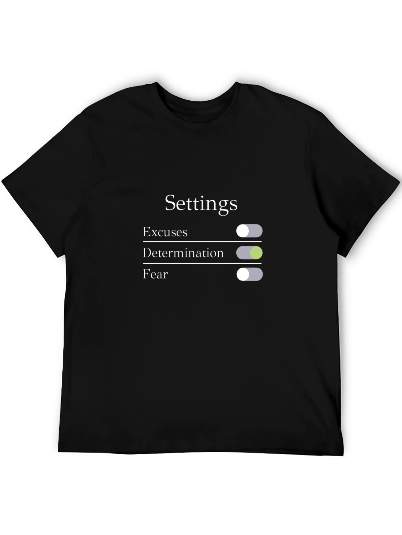 Black Settings: Determination Activated - Graphic T-Shirt view 5