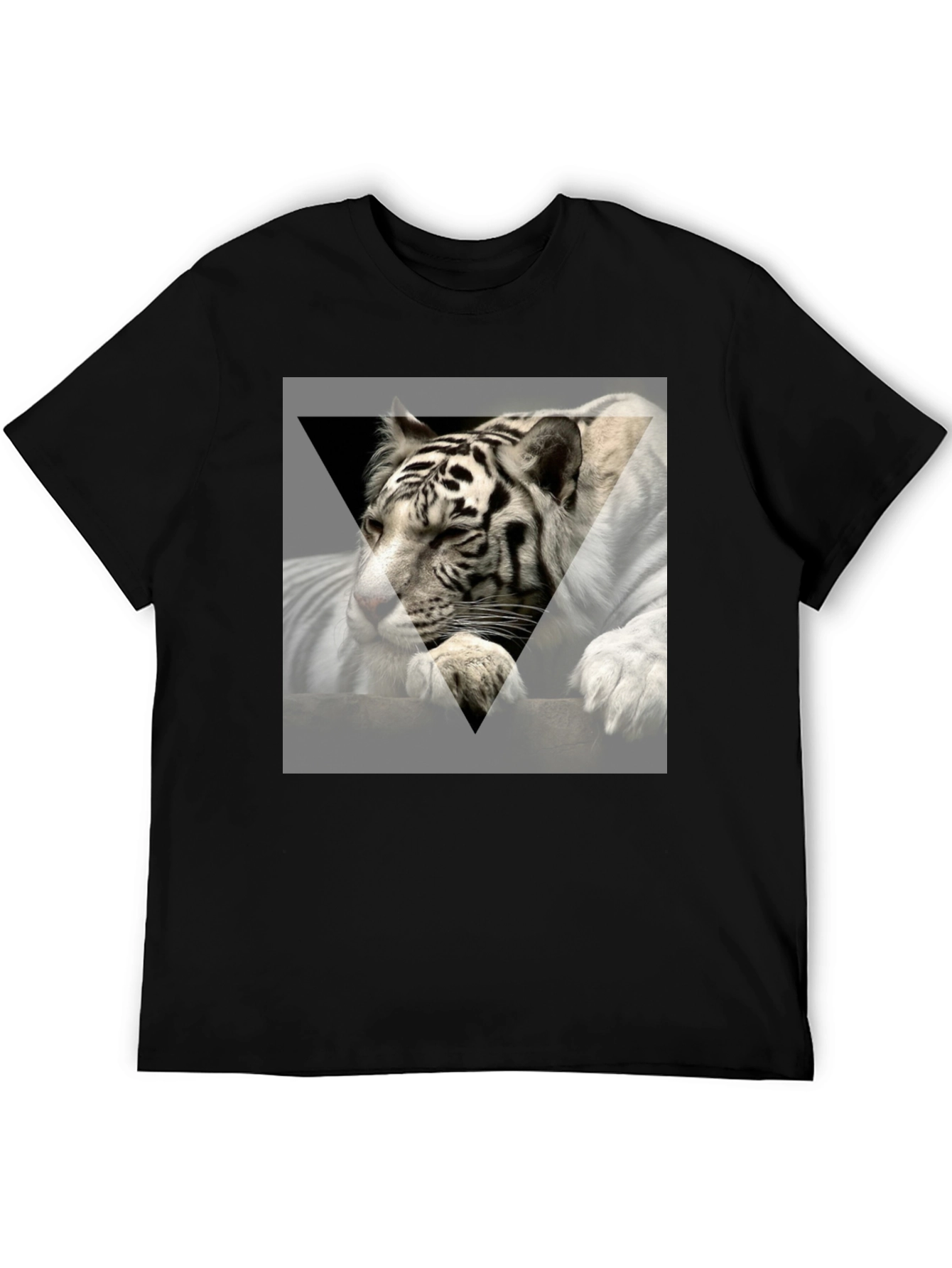 Black Tiger Graphic Print Tee - Men's Short Sleeve Black T-Shirt view 5