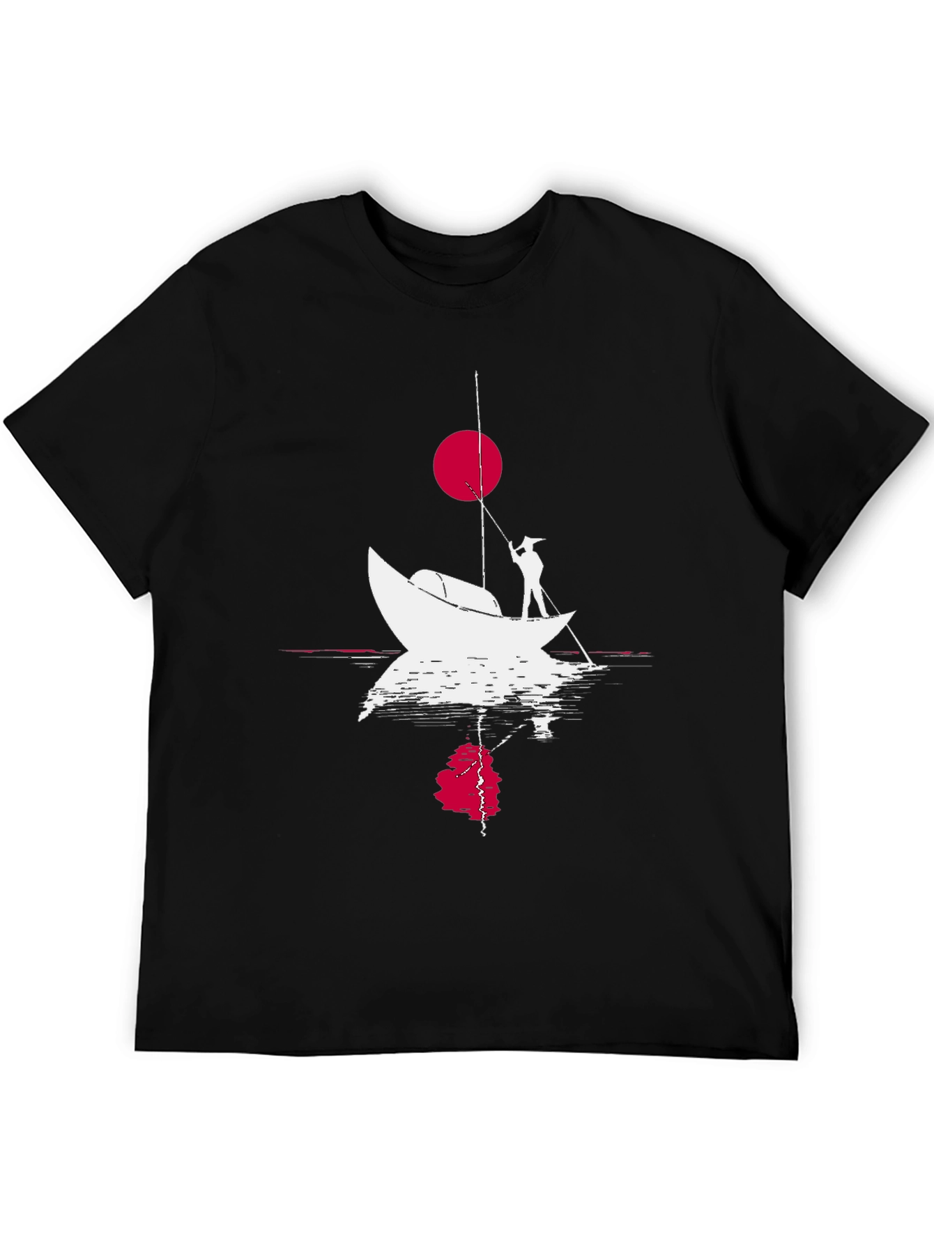 Black Fishing Boat Graphic Tee - Black Cotton T-Shirt view 5