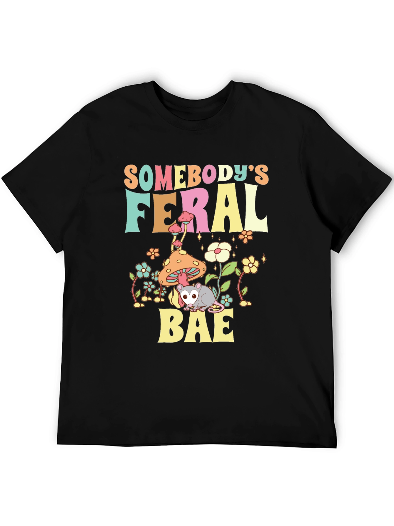Black Somebody's Feral Bae Graphic T-Shirt view 5