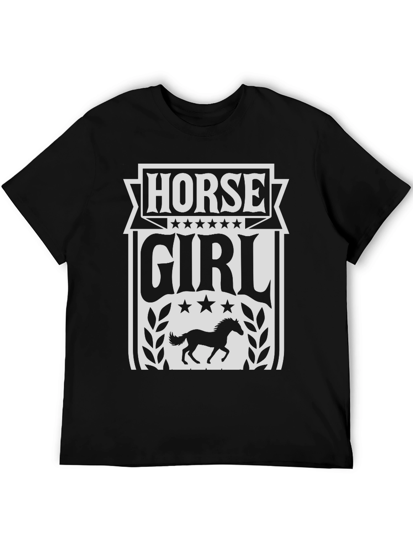 Black Horse Girl Graphic Tee - Black Cotton Blend T-Shirt view 5