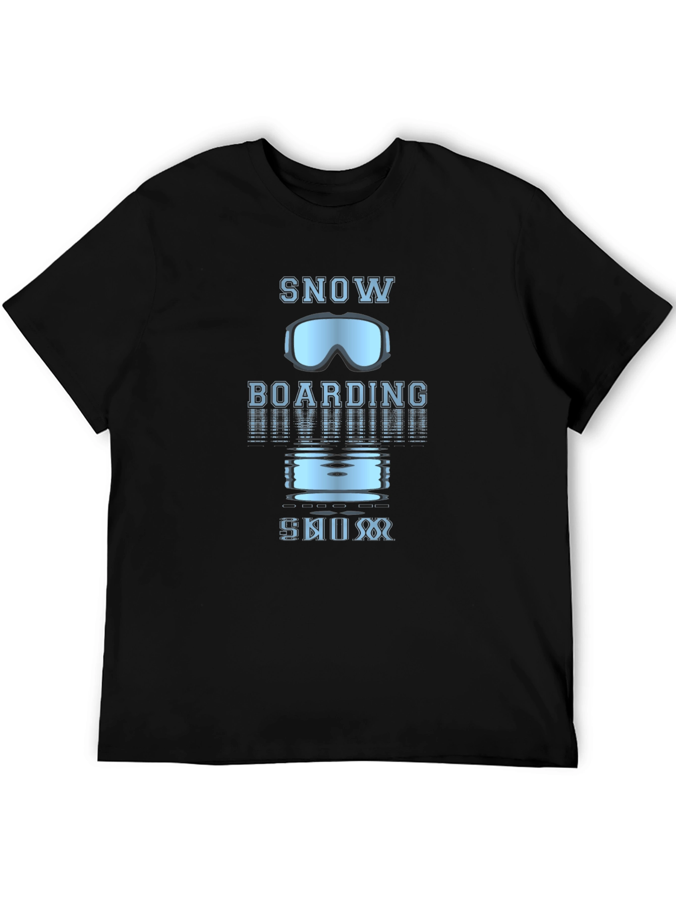 Black Snowboarding Graphic Tee - Black Cotton view 5