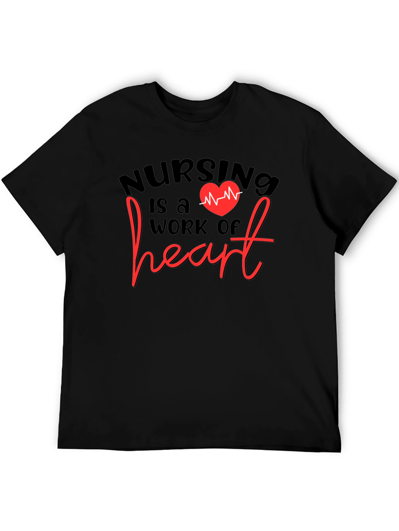 Black Nursing is a Work of Heart T-Shirt view 5