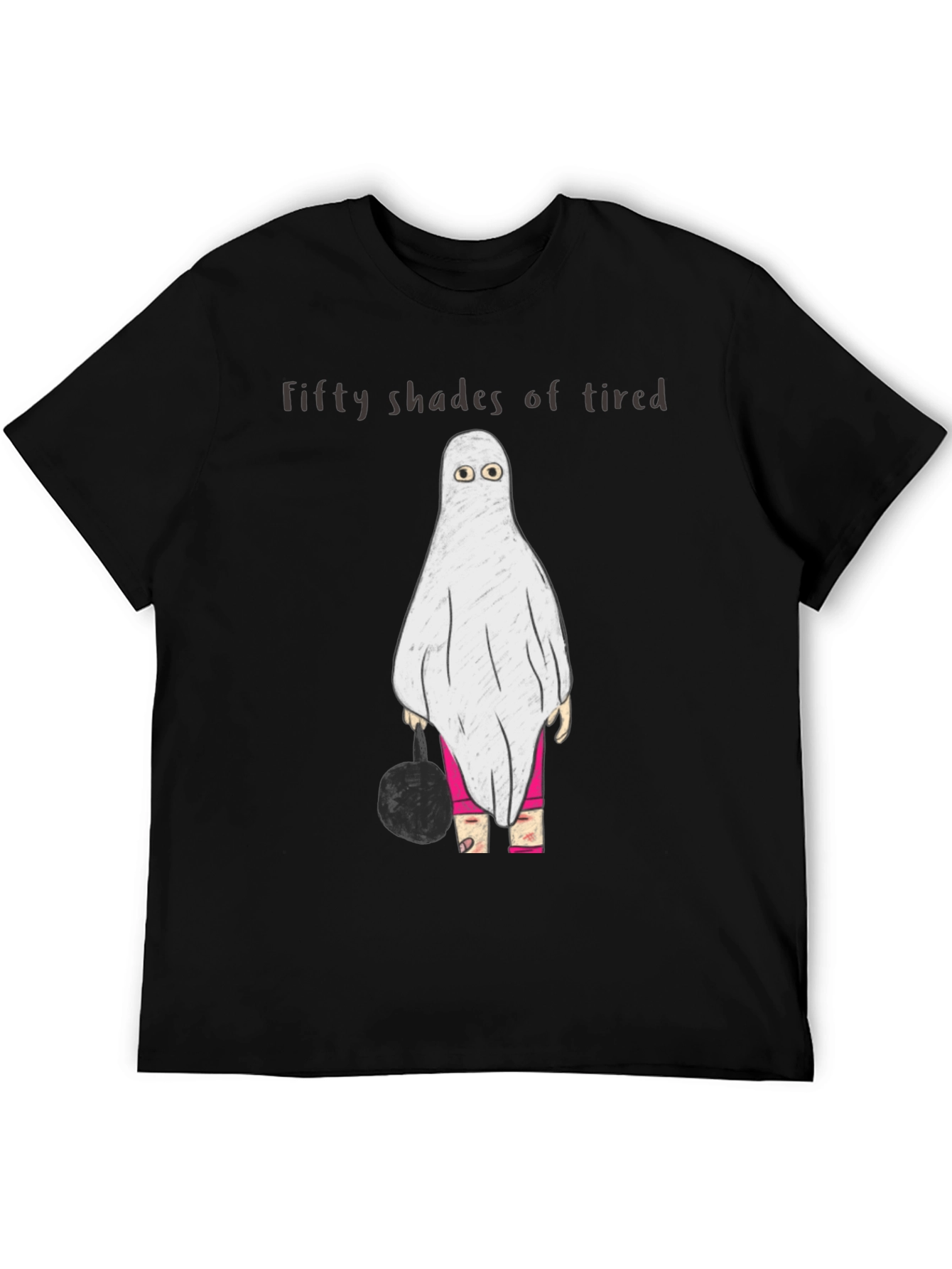Black Funny Ghost T-Shirt - Fifty Shades of Tired view 5