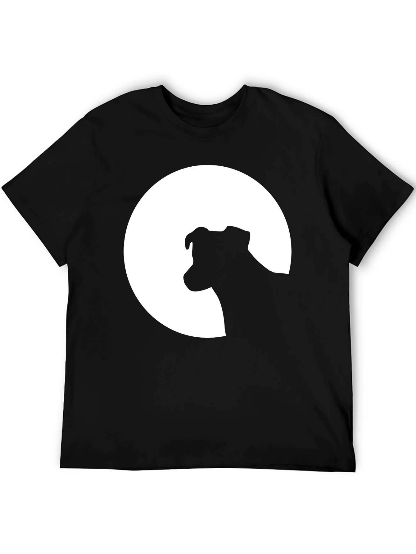 Black Dog Silhouette Moon Graphic Tee - Black Unisex Shirt view 5