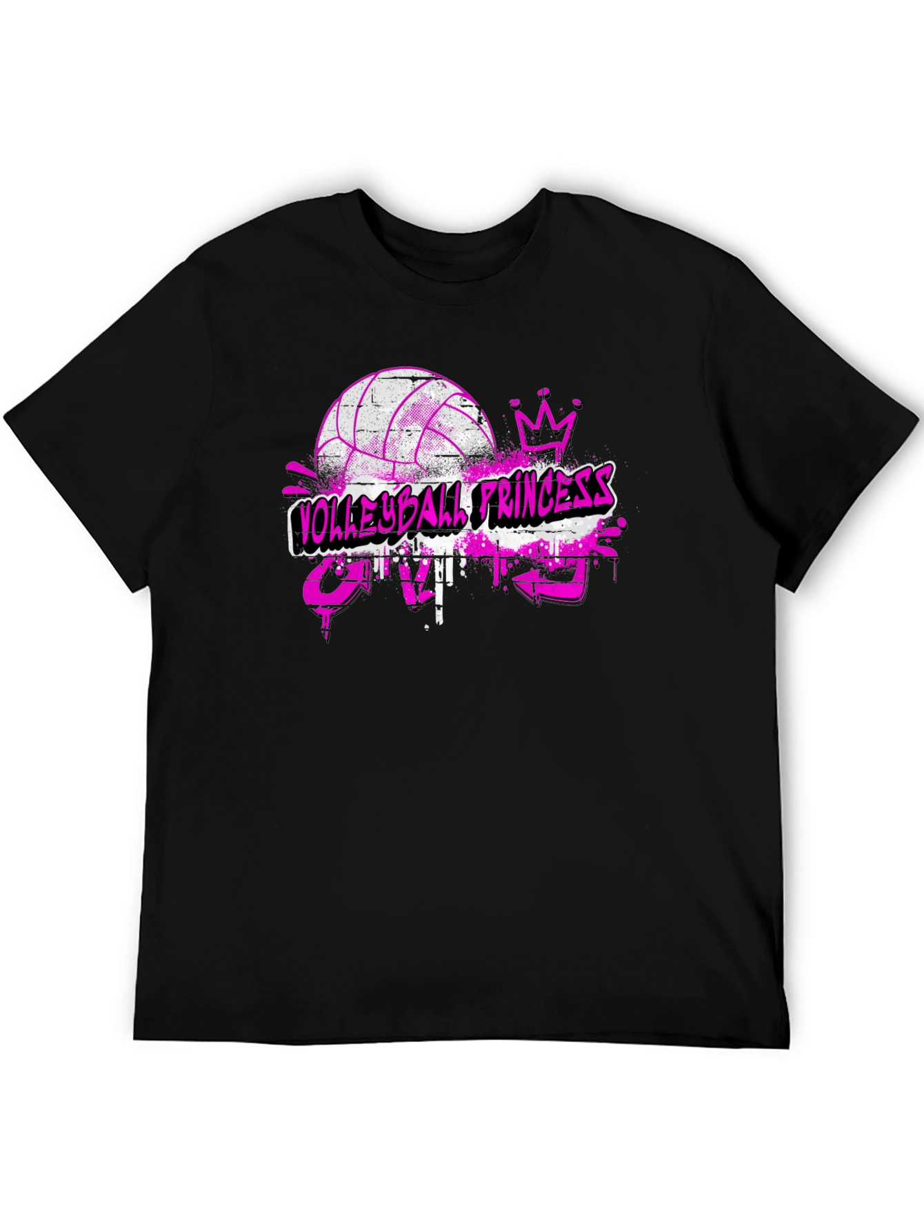 Black Volleyball Princess Crazy T-Shirt view 5