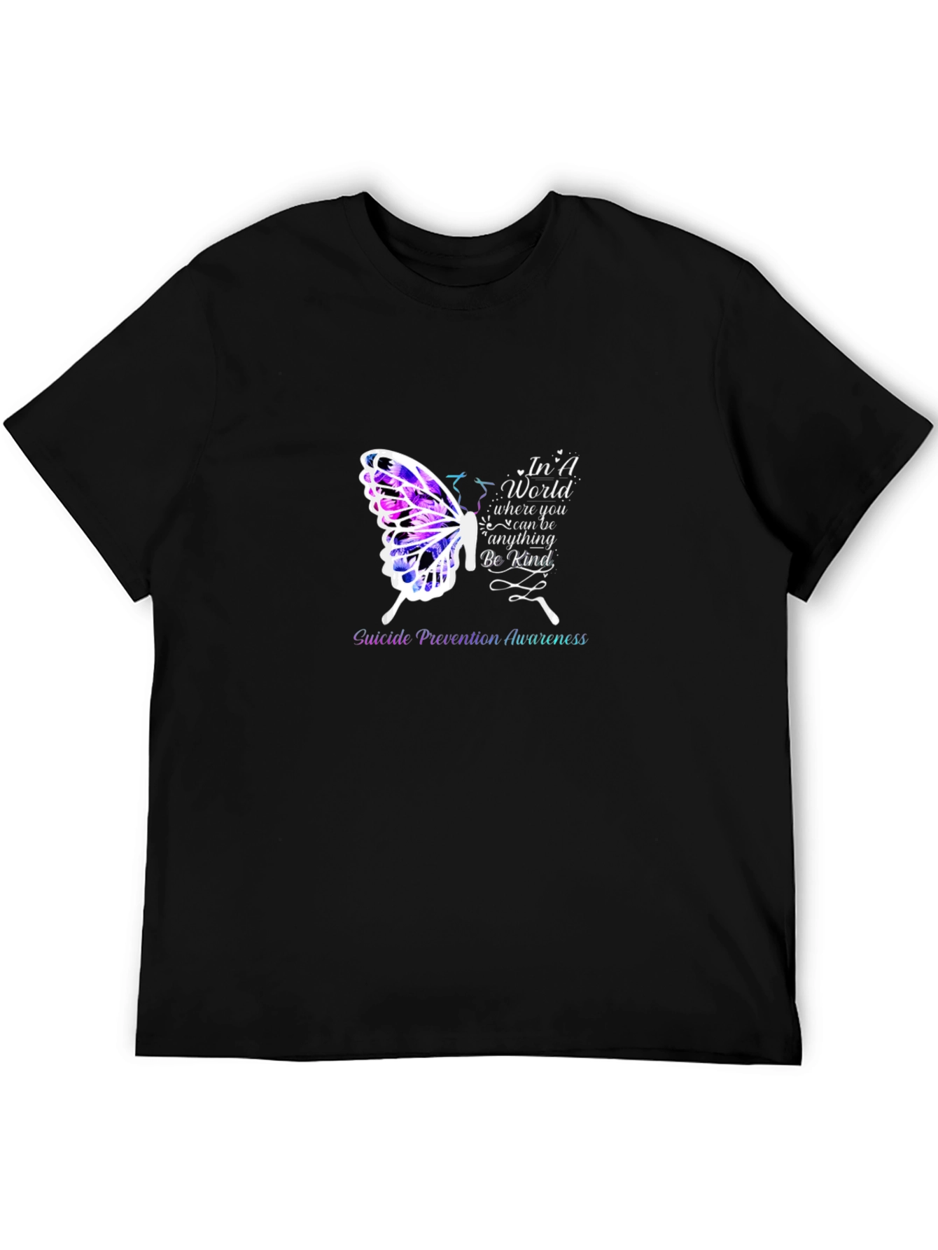 Black Suicide Prevention Butterfly Graphic Tee view 5