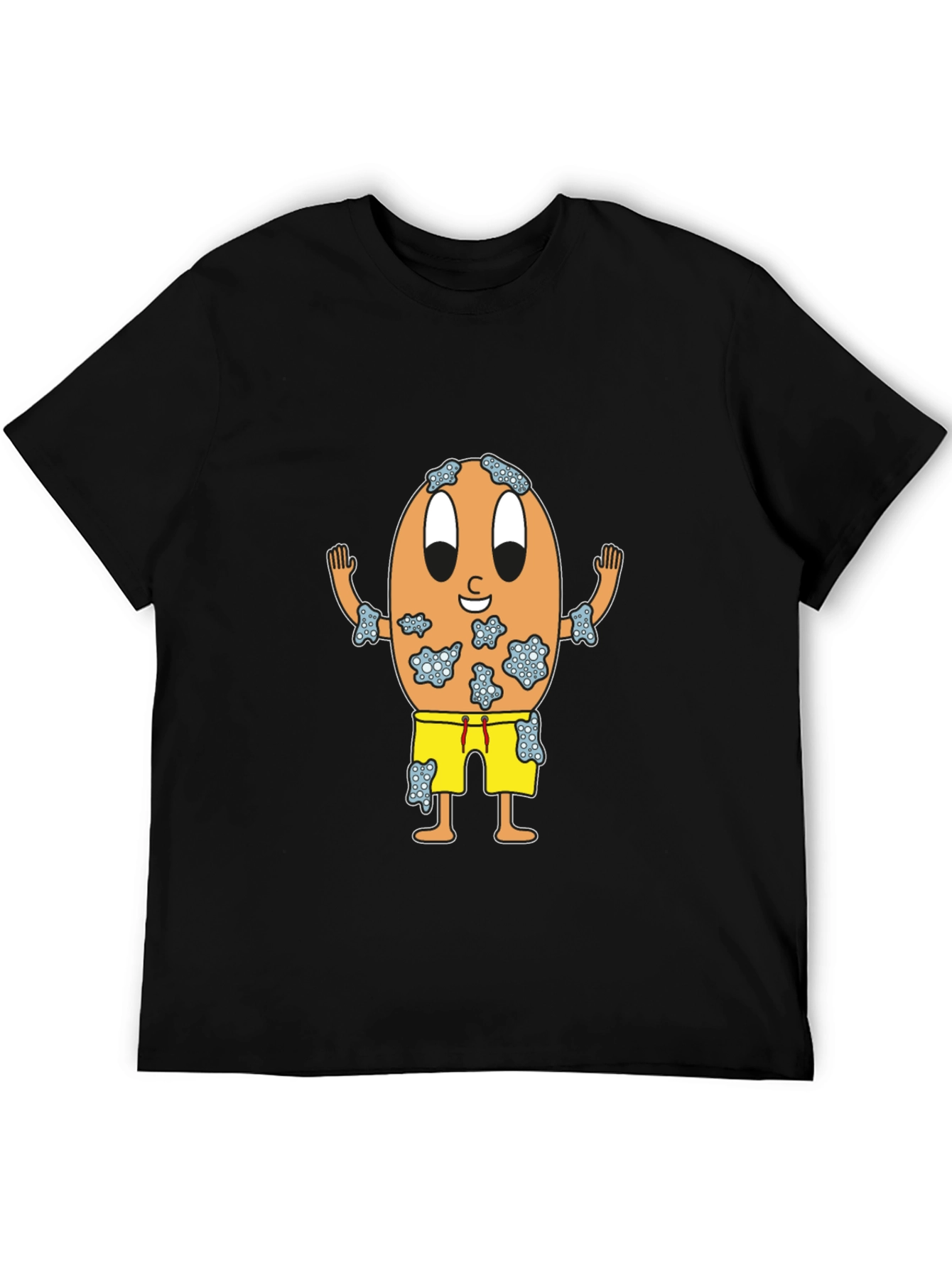 Black Funny Egg Cartoon Black T-Shirt view 5
