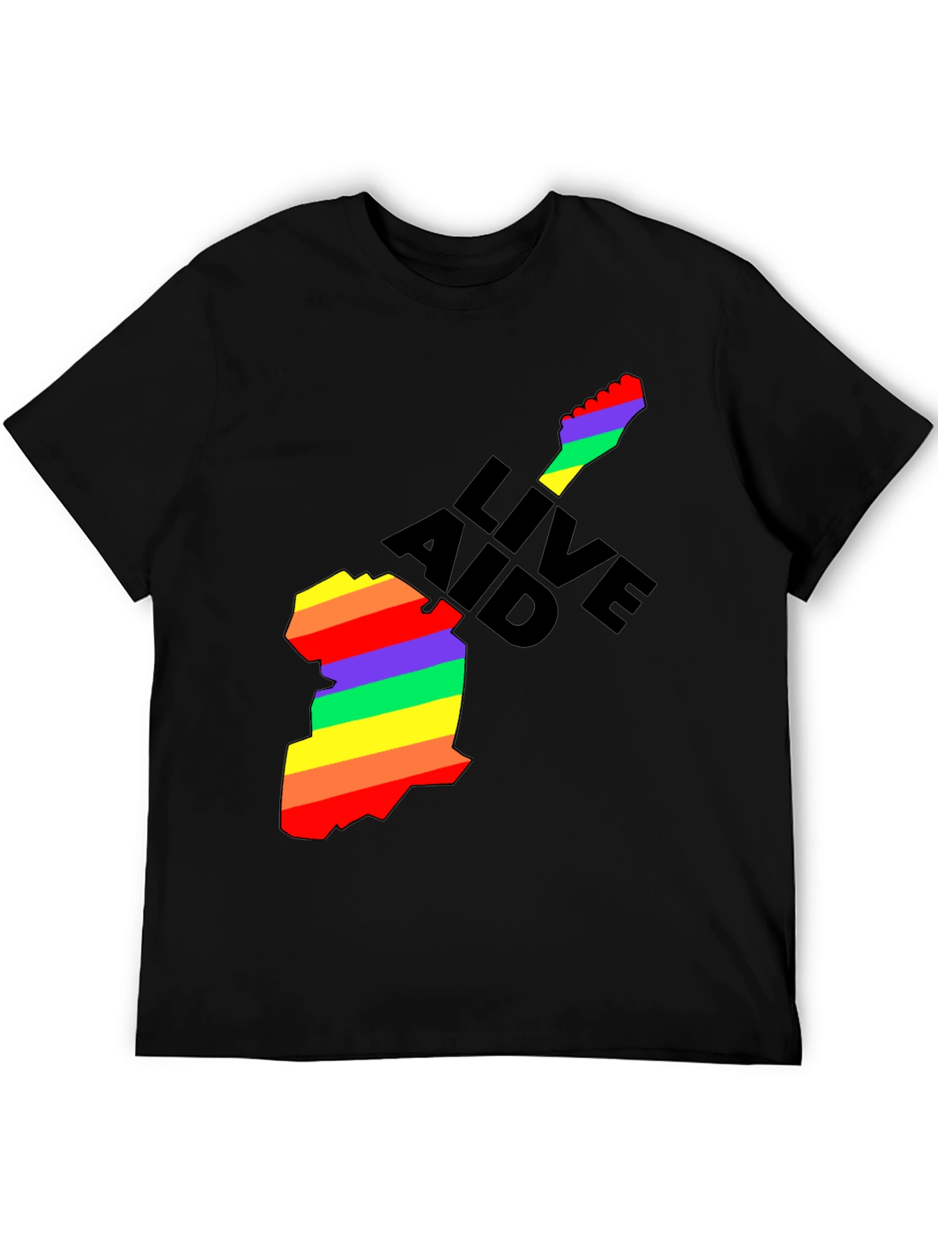 Black Live Aid Rainbow Guitar Graphic T-Shirt view 5