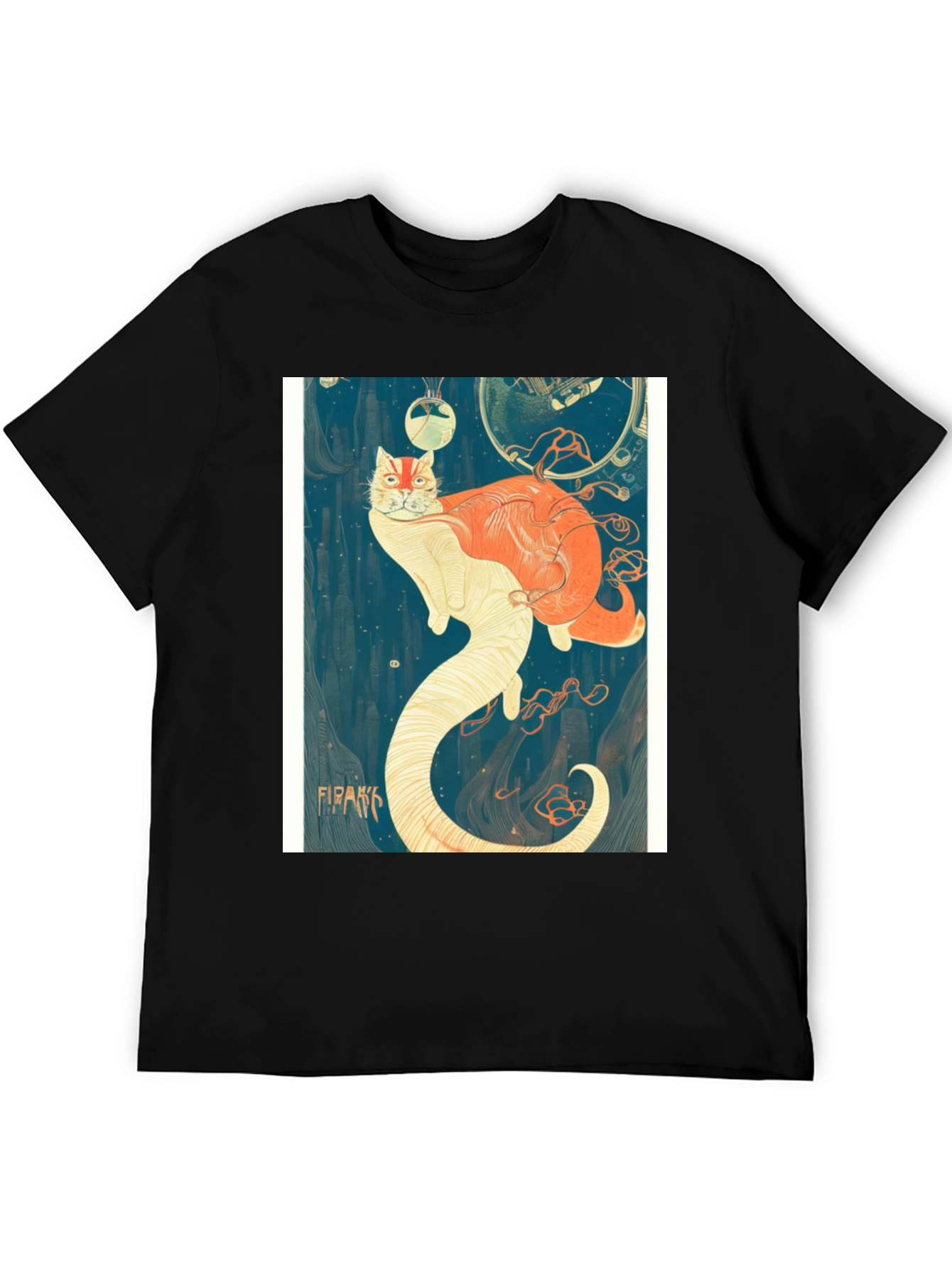 Black Surreal Cat T-Shirt view 5