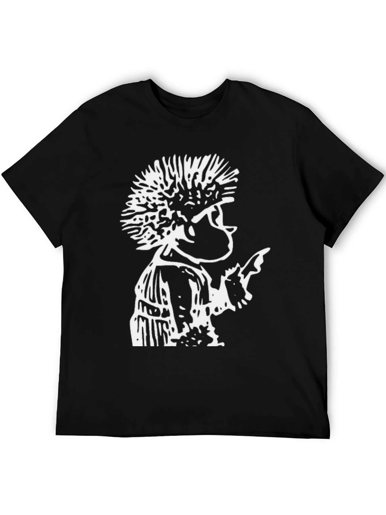 Black Retro Punk Graphic Tee - Black Cotton T-Shirt view 5
