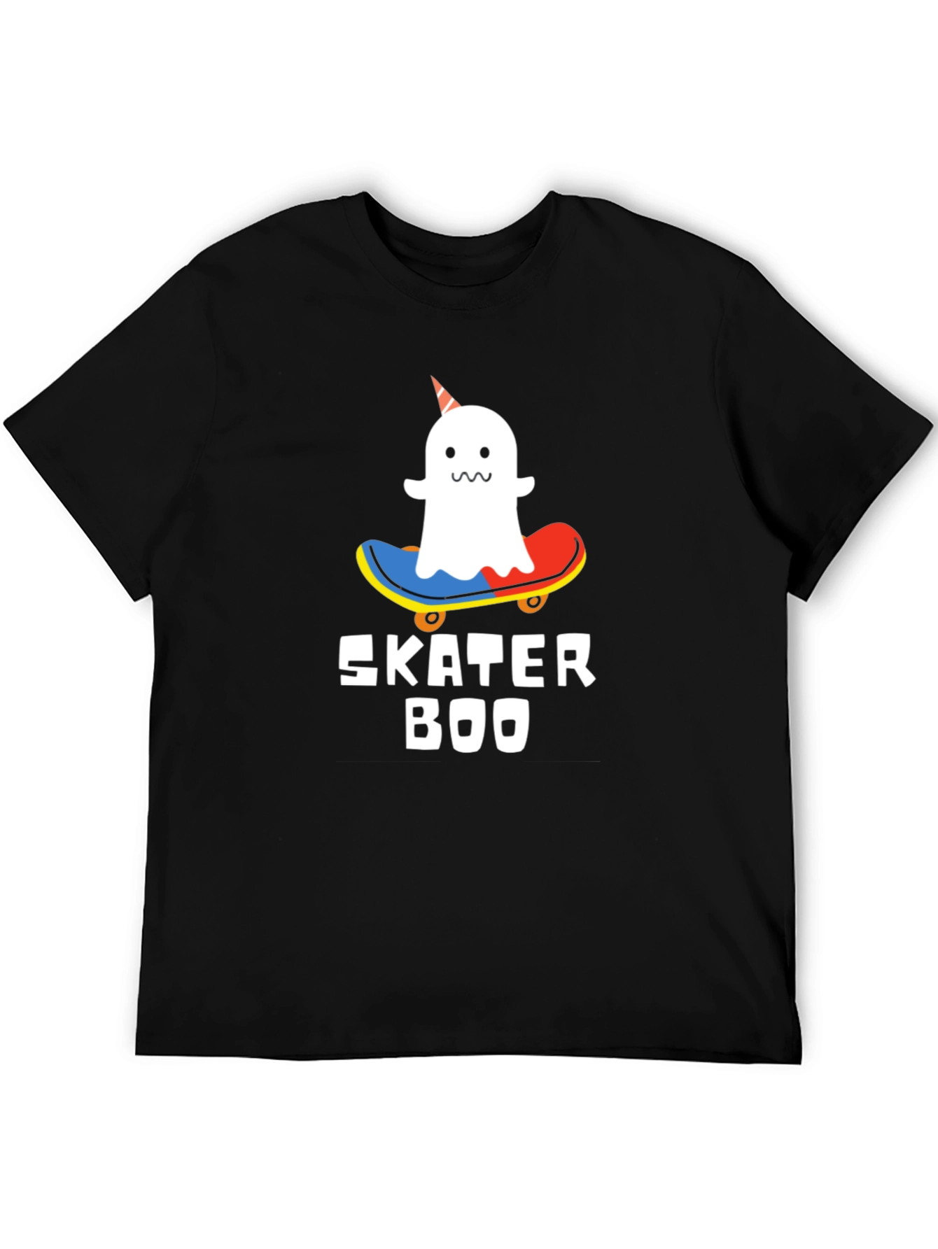 Black Skater Boo T-Shirt - Ghost on Skateboard view 5