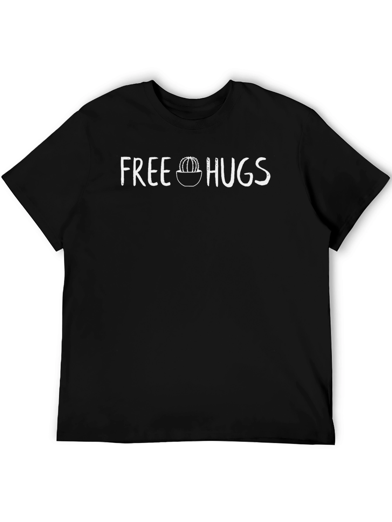 Black Free Hugs Cactus Graphic Tee - Unisex Black T-Shirt view 5