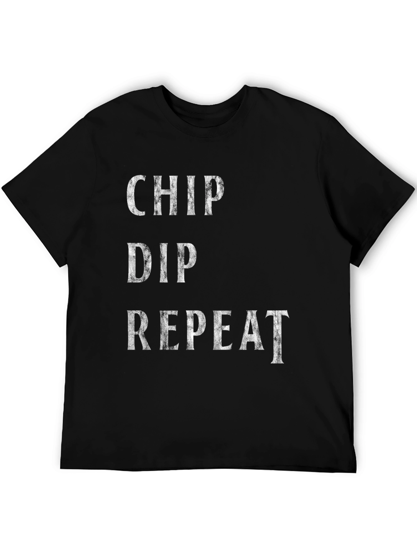 Black Chip Dip Repeat Graphic Tee - Funny Food Lover's T-Shirt view 5