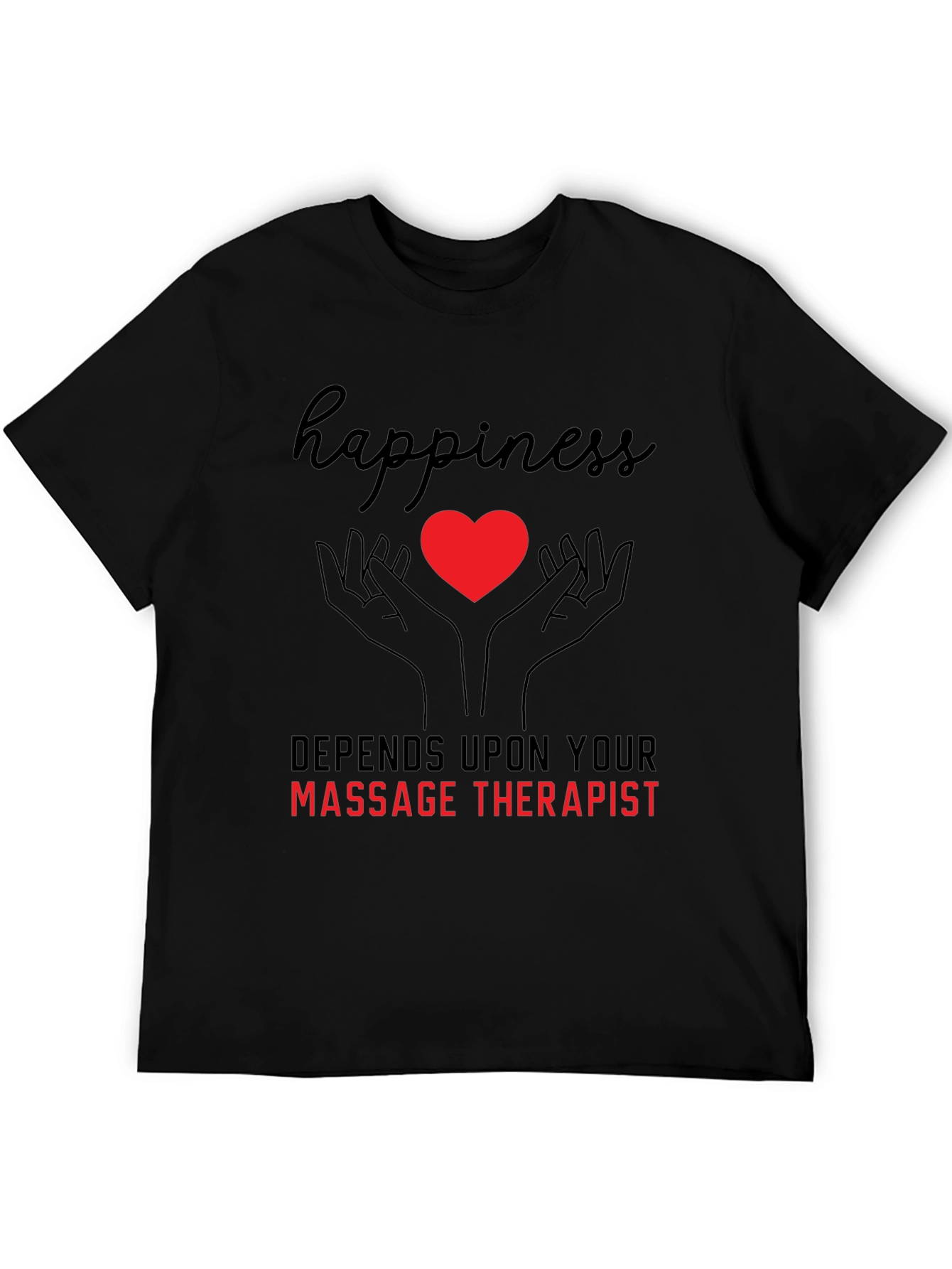 Black Happiness Massage Therapist T-Shirt view 5