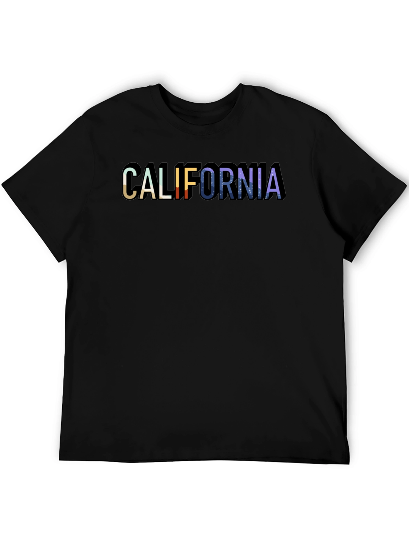 Black California Graphic Print Crew Neck T-Shirt view 5
