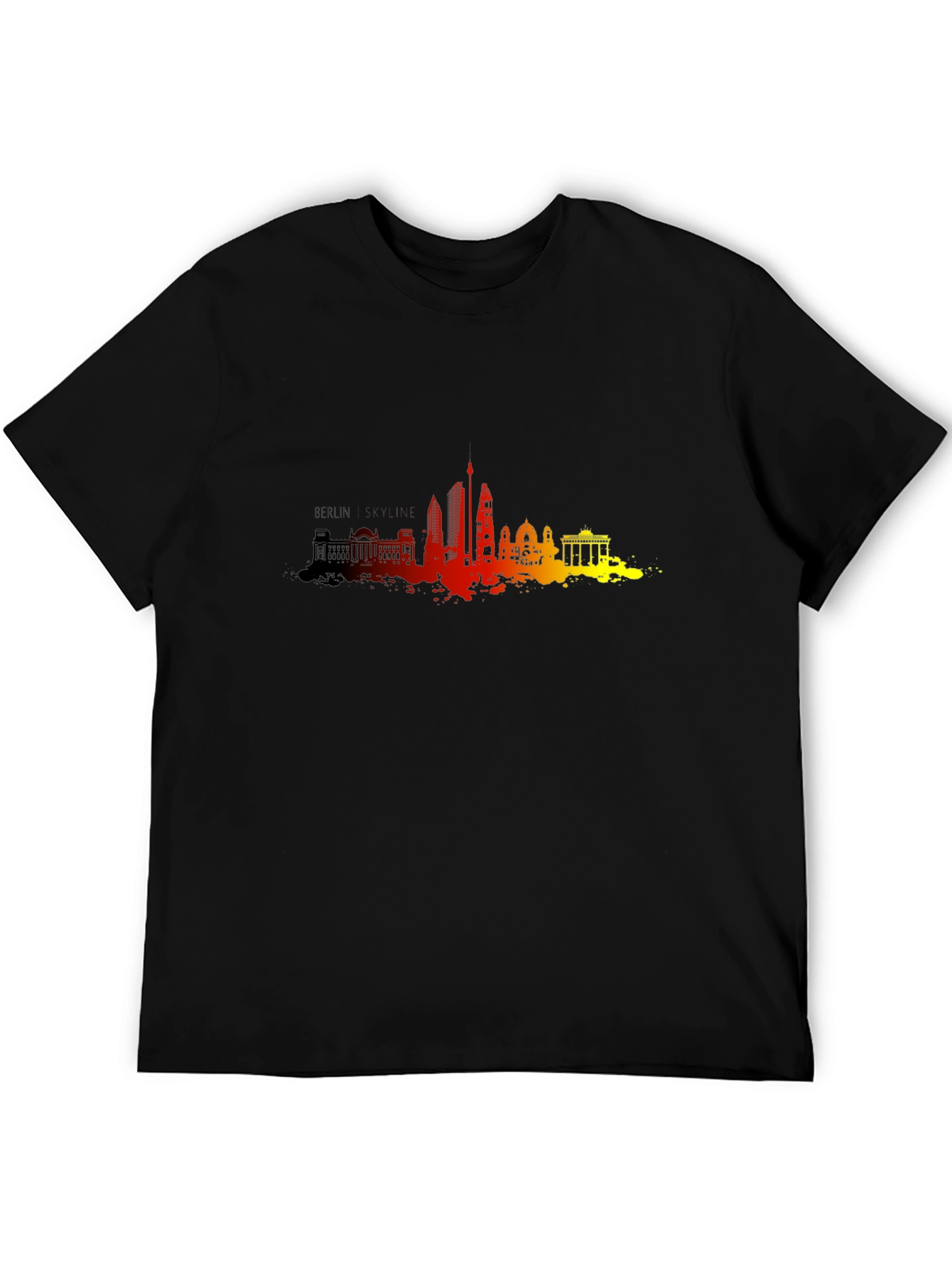 Black Berlin Skyline Men's Black Graphic Tee view 5
