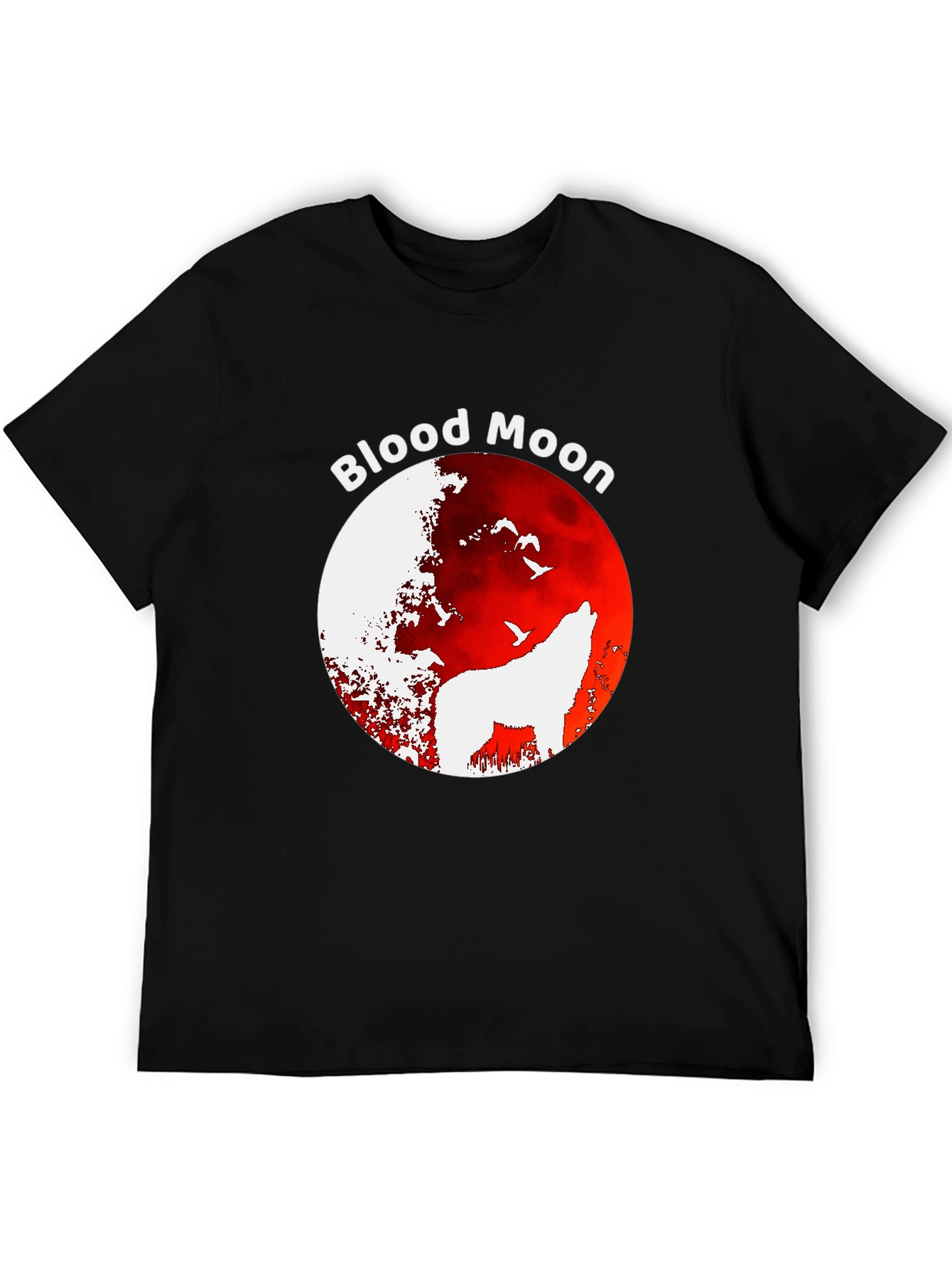 Blood Moon Wolf Graphic T-Shirt - Black - 5