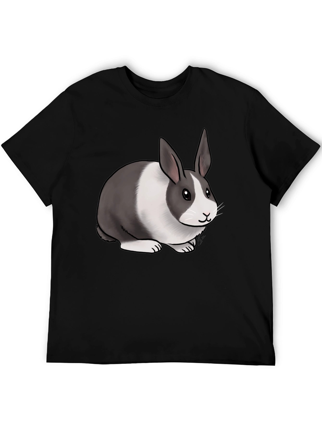 Black Cute Dutch Rabbit Graphic T-Shirt - Unisex Cotton Tee view 5