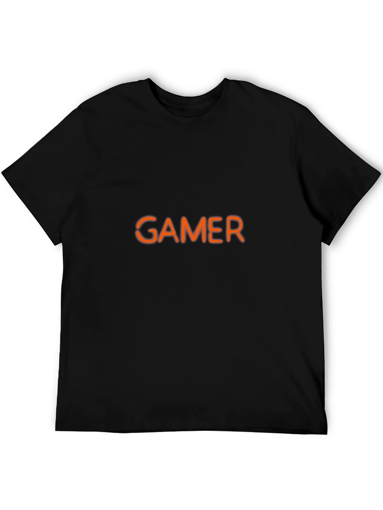Black Gamer T-Shirt - Neon Orange Graphic Tee view 5