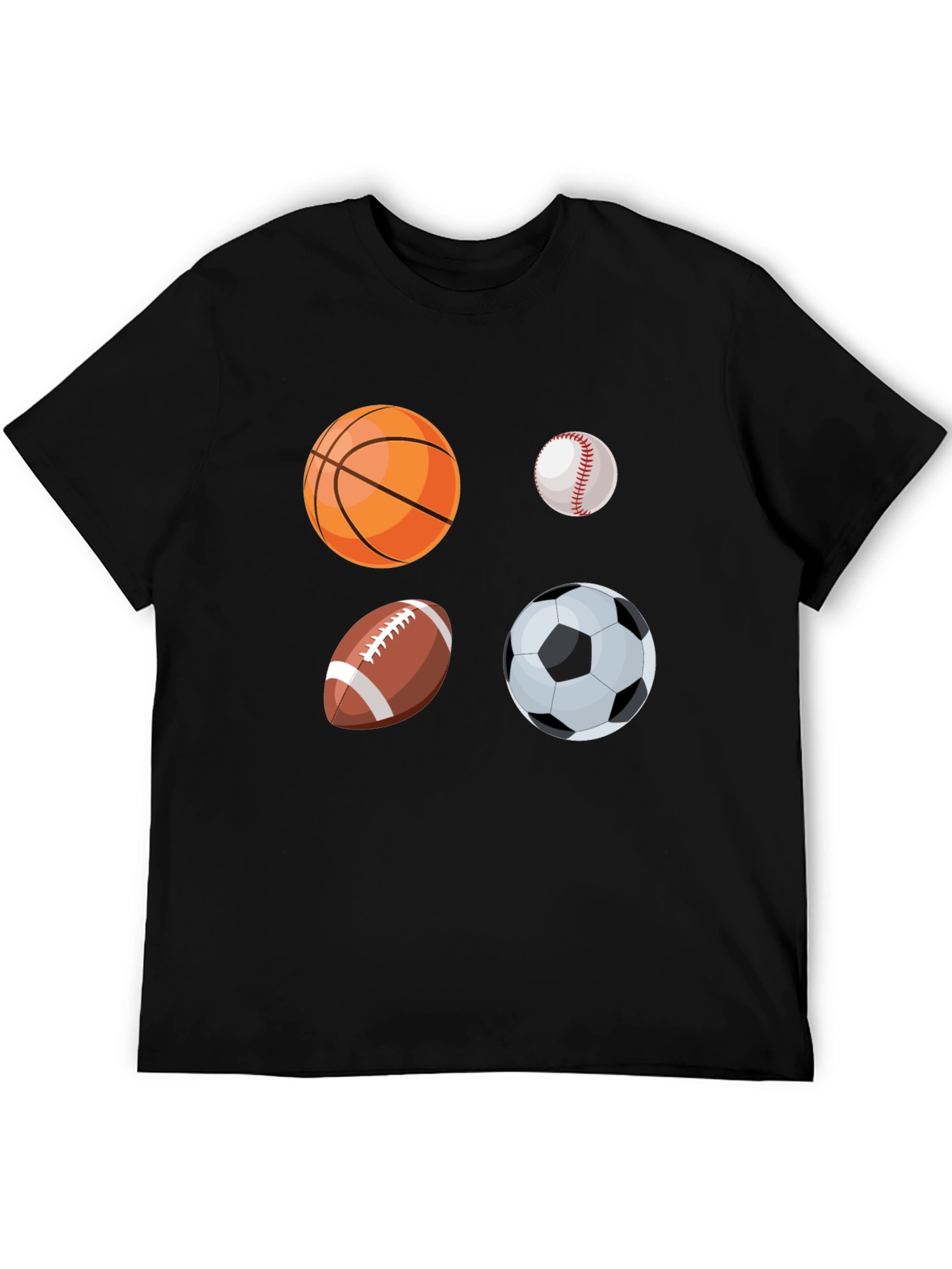 Black Sports Ball Graphic Tee - Black Cotton Blend T-Shirt view 5