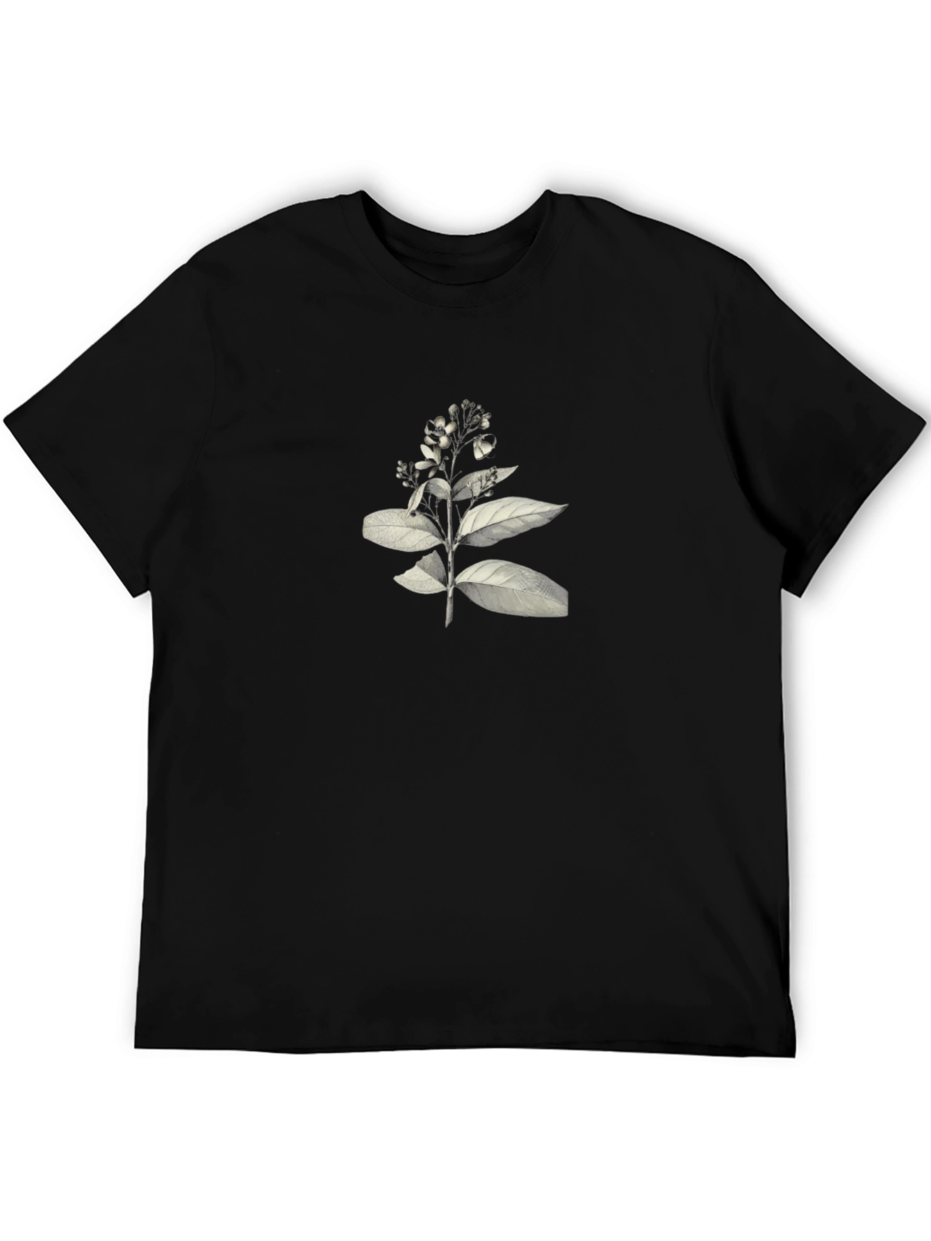 Black Botanical Print Black Tee view 5