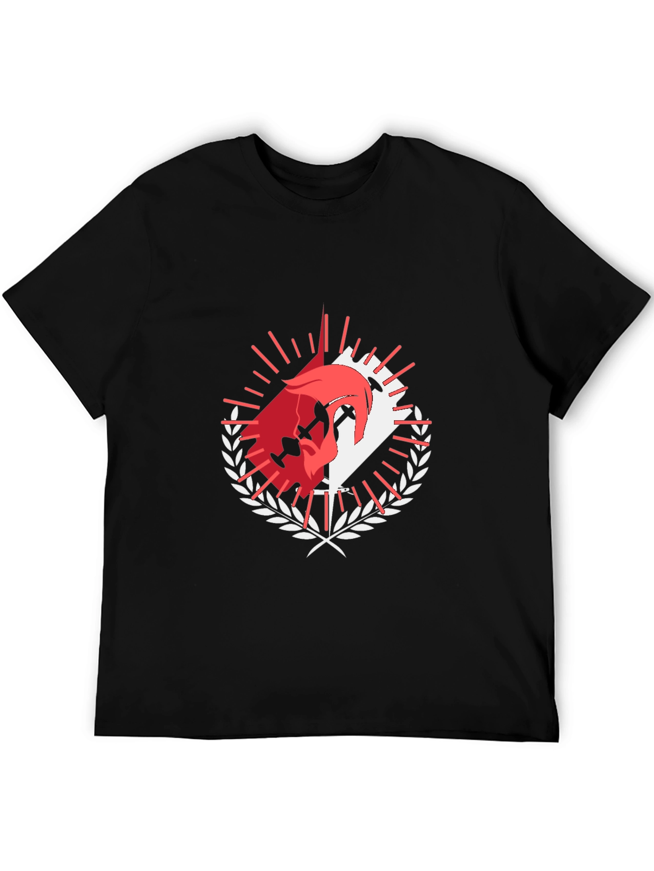 Black Graphic Tee: Dueling Swords & Laurel Wreath Design view 5