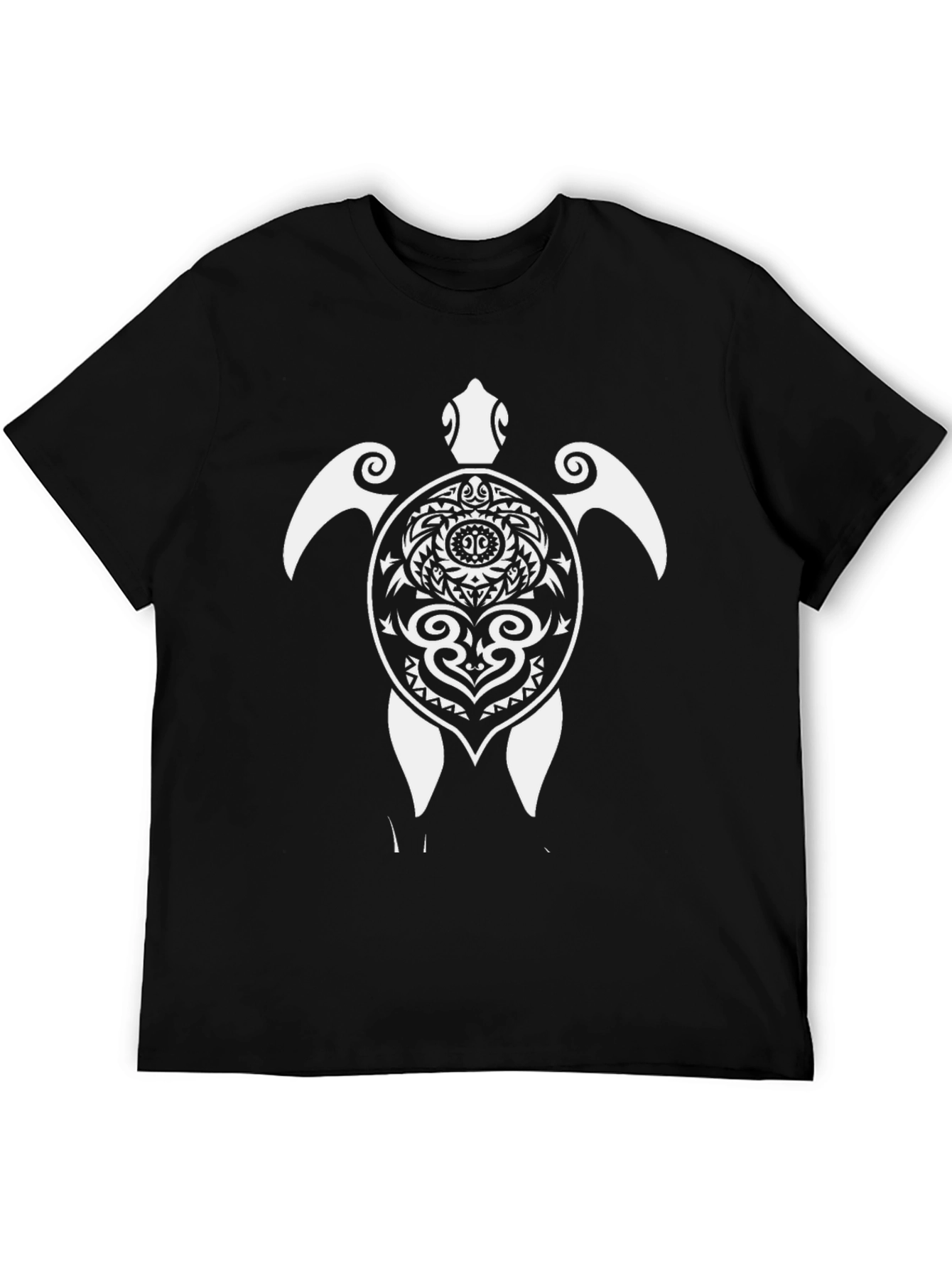 Black Tribal Turtle Graphic Tee - Black Cotton Comfort view 5
