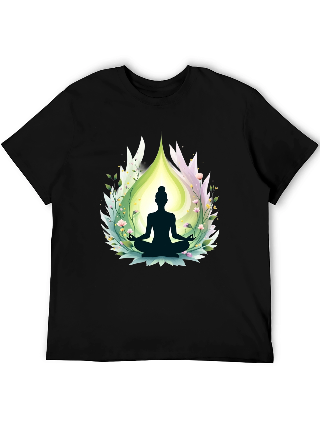 Black Meditative Bliss T-Shirt - Yoga Design view 5