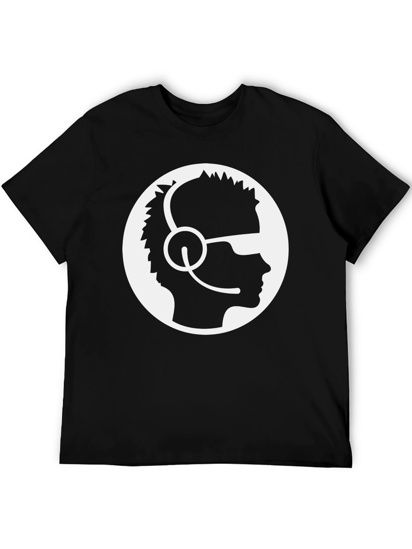 Black Gamer Profile T-Shirt - Black, Headset Design view 5
