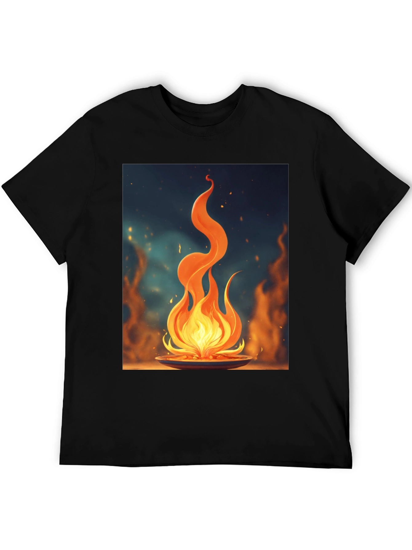 Black Fiery Flame Graphic Tee - Bold Statement Shirt view 5