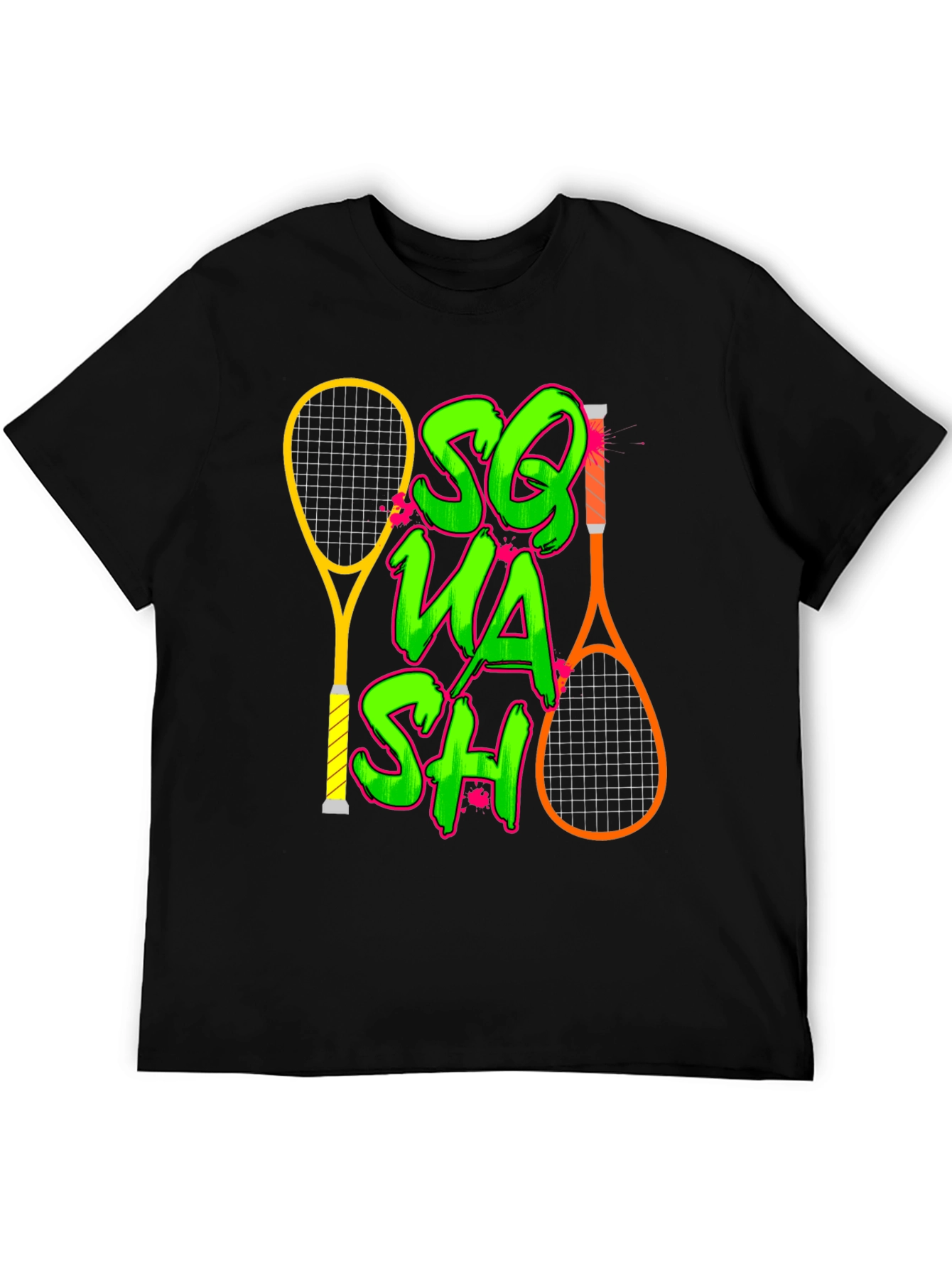 Black Squash Racket Graphic T-Shirt view 5