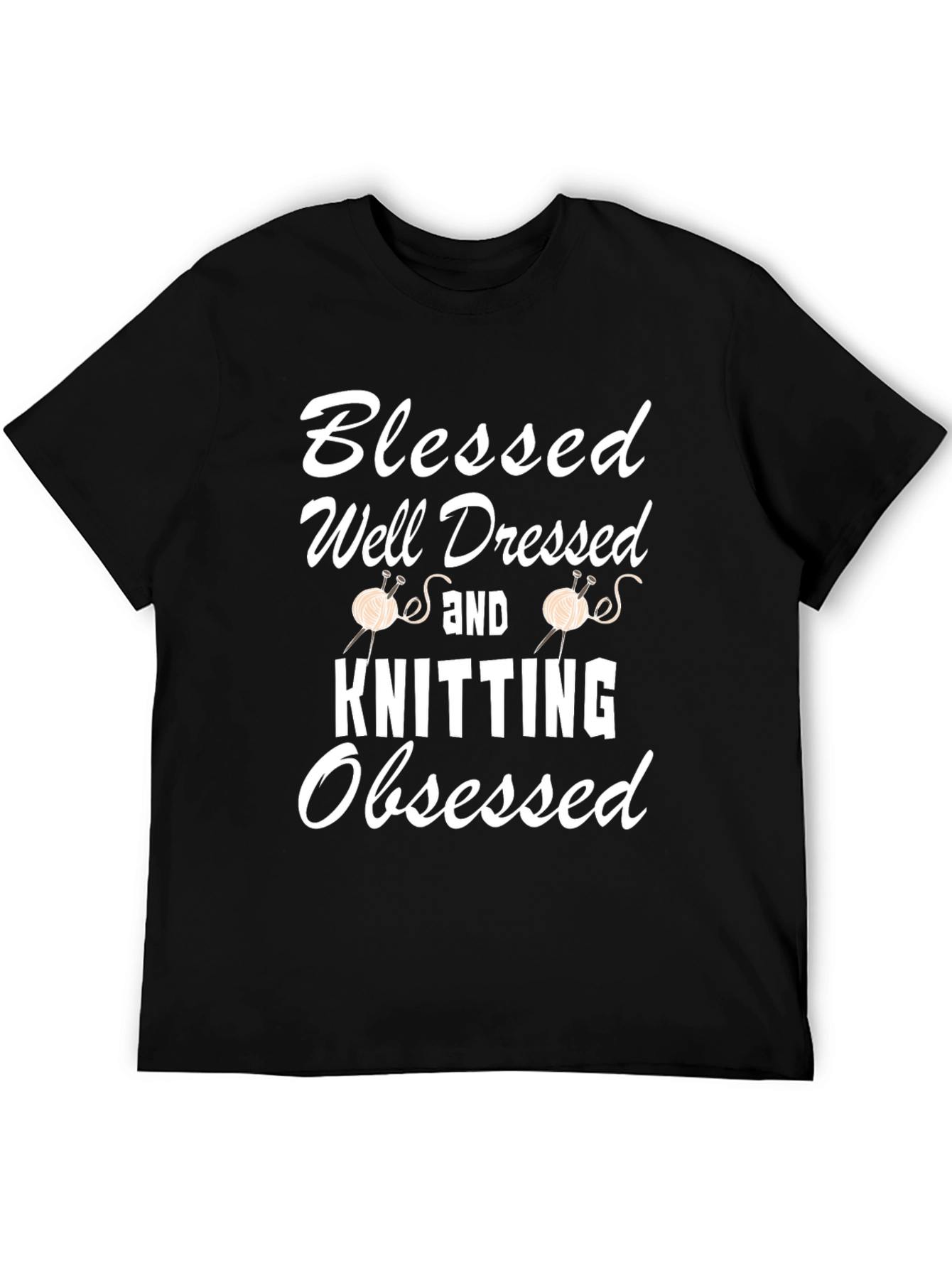 Black Blessed Well Dressed Knitting Obsessed T-Shirt view 5