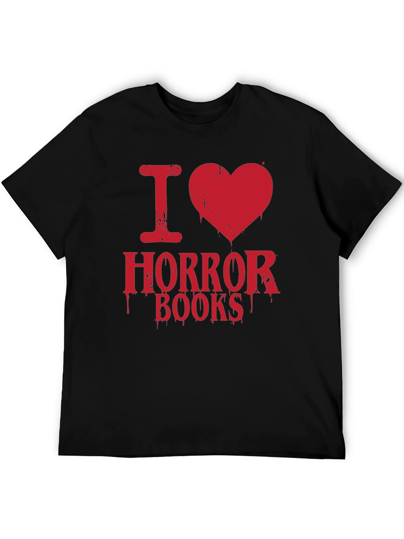Black I Heart Horror Books T-Shirt view 5
