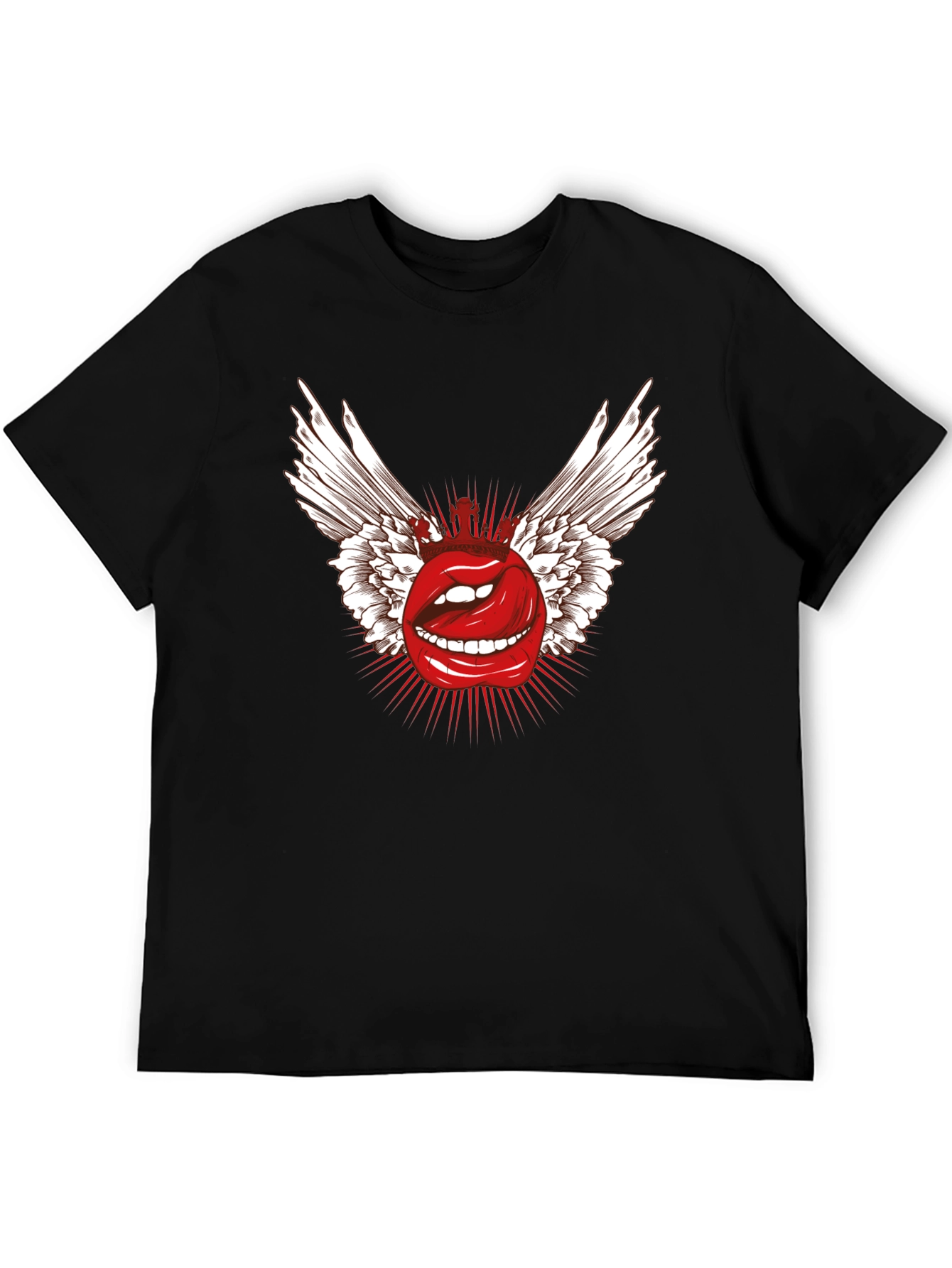 Black Winged Lips Graphic T-Shirt - Bold & Edgy view 5