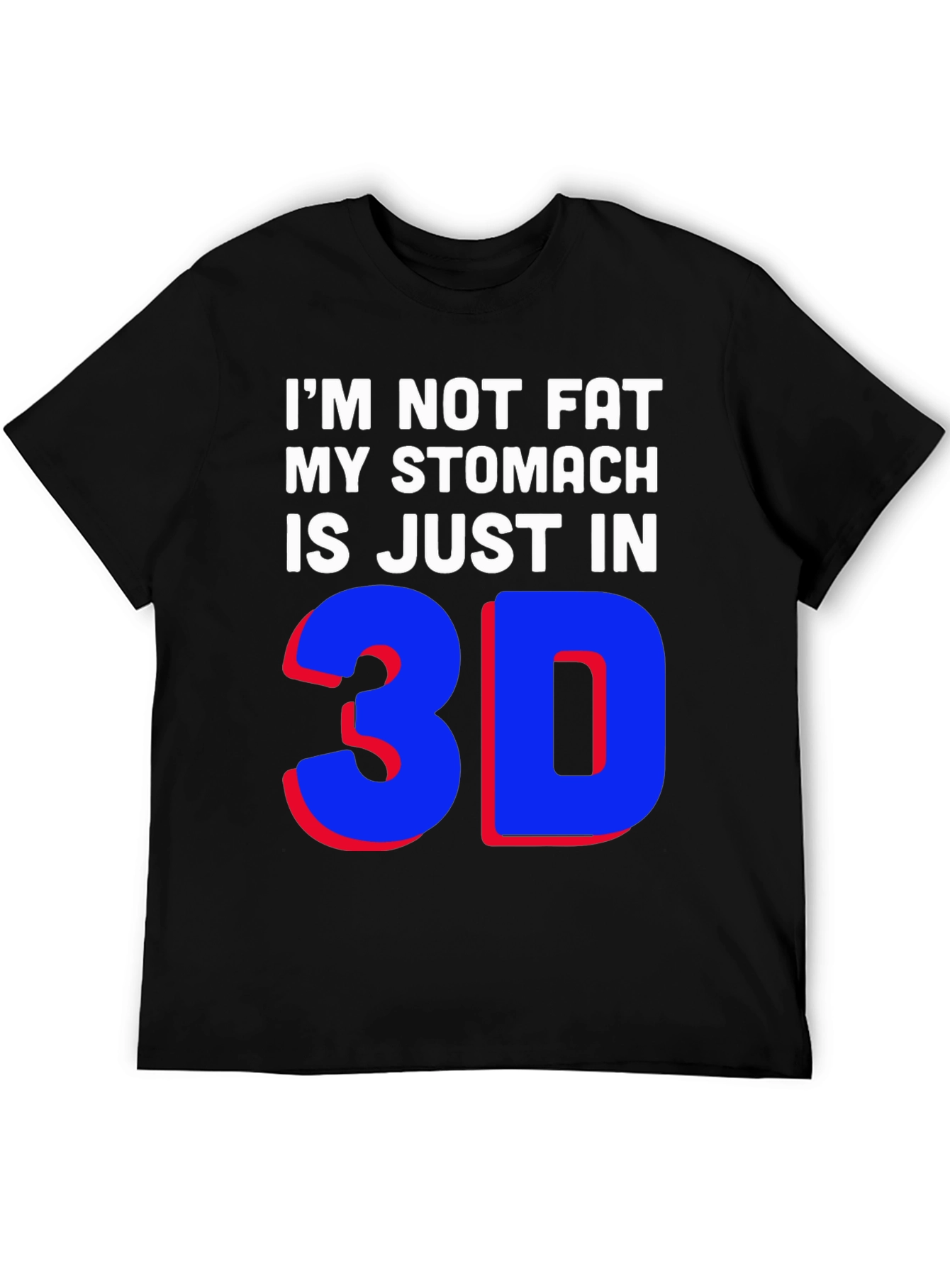 Black Funny 3D Stomach T-Shirt - Black Graphic Tee view 5