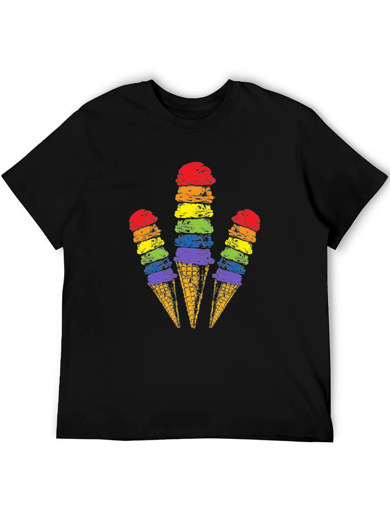 Black Rainbow Ice Cream Cone Graphic Tee view 5