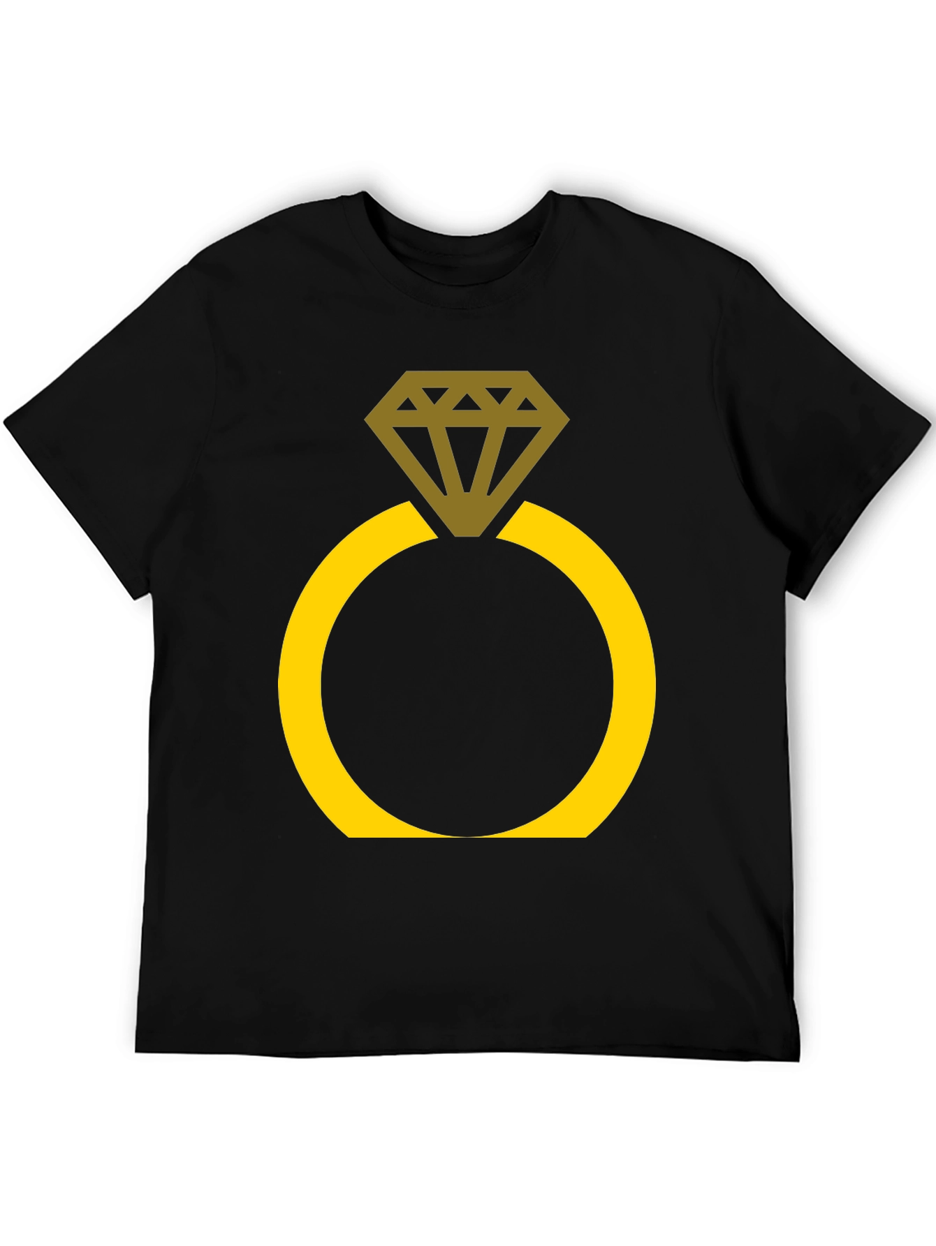 Black Engagement Ring Graphic Tee - Novelty Black T-Shirt view 5