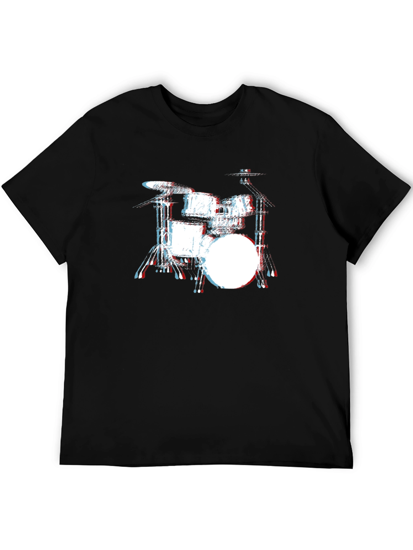 Black Drum Kit Graphic Black T-Shirt view 5