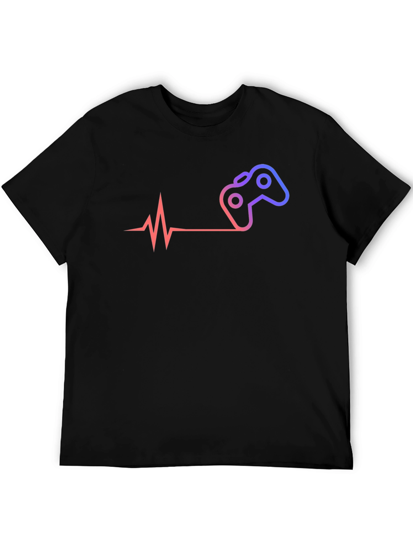 Black Gamer Heartbeat T-Shirt - Black Cotton Tee view 5