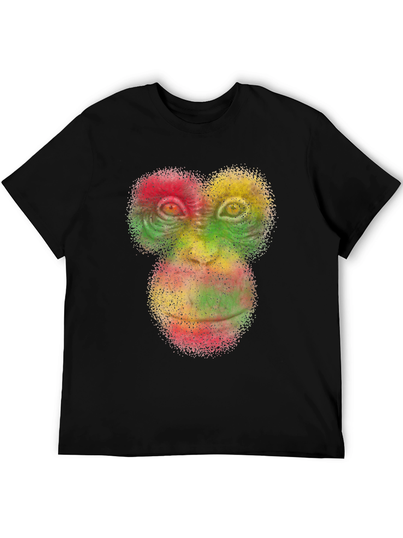 Black Rasta Monkey Face Graphic Tee - Black Cotton T-Shirt view 5