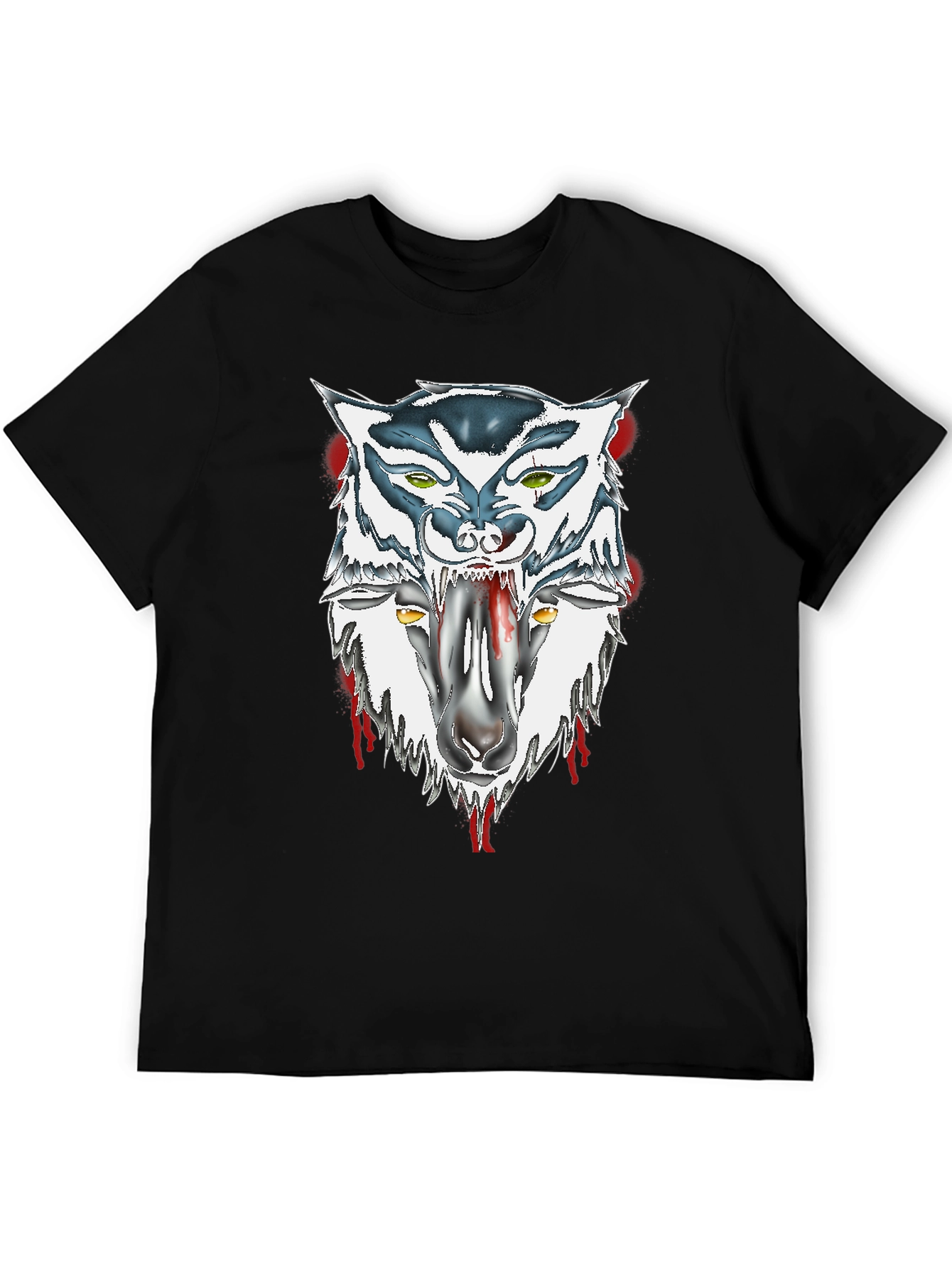 Black Wolf and Sheep Graphic Black T-Shirt view 5