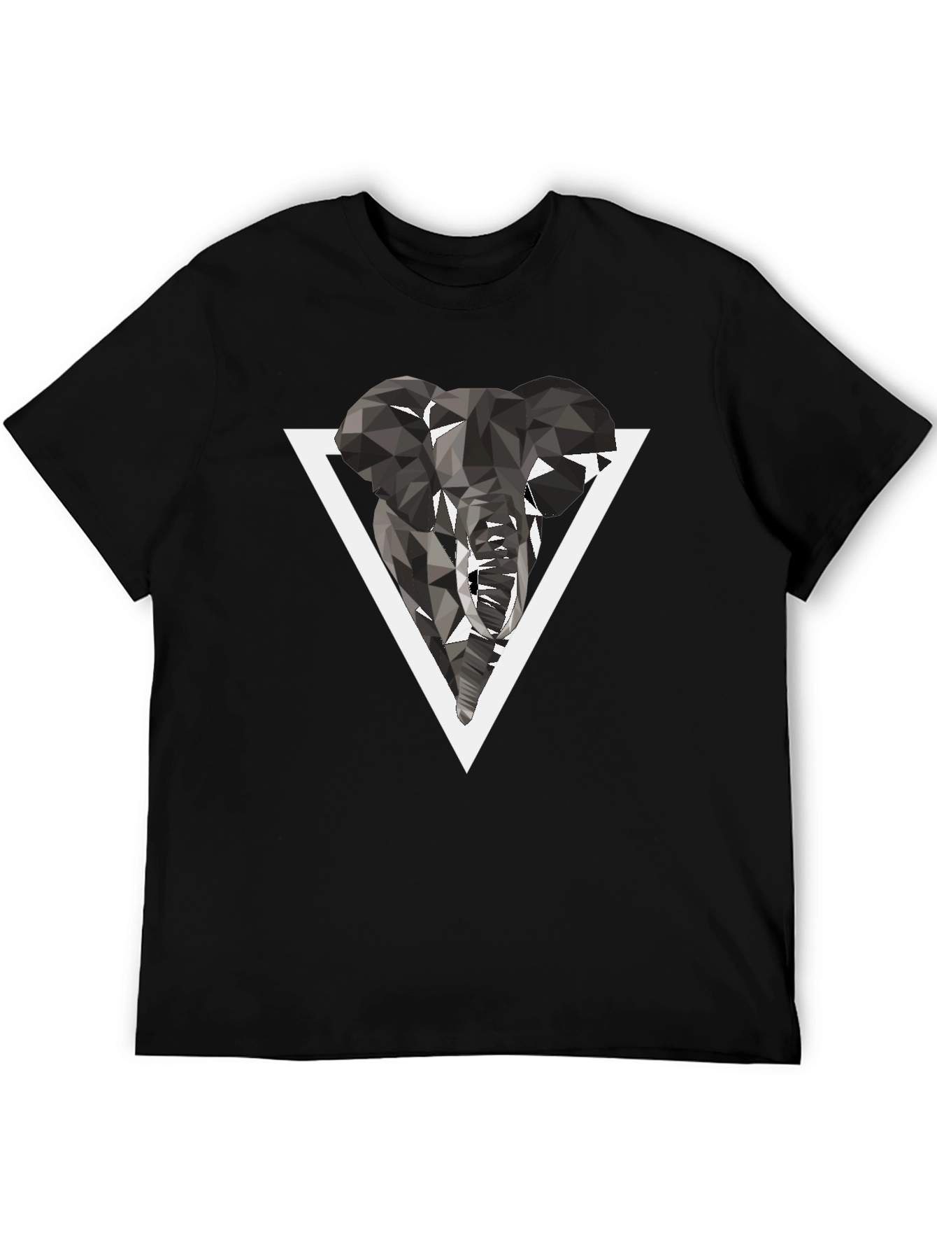 Black Geometric Elephant Graphic T-Shirt view 5