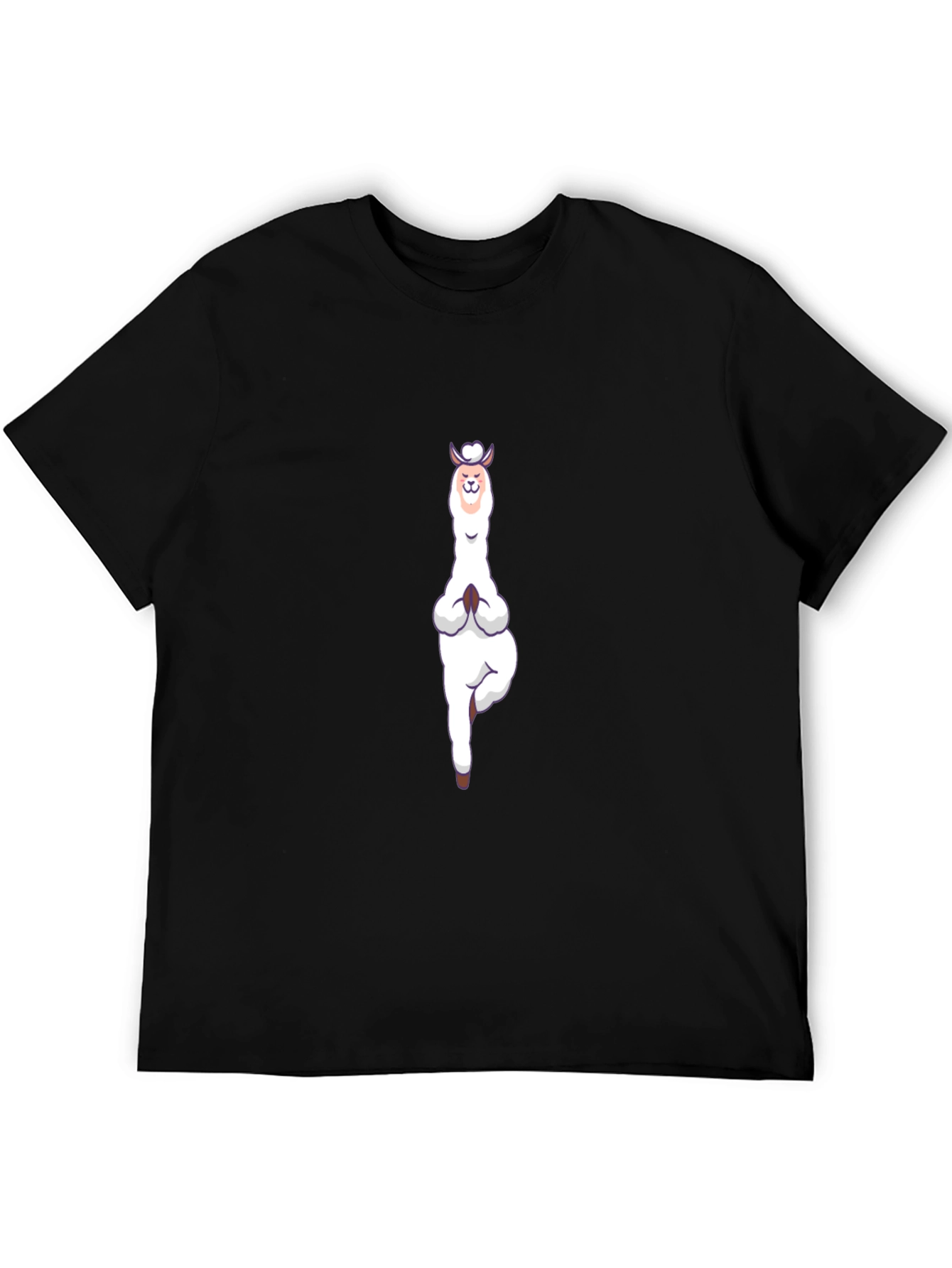 Black Yoga Llama Graphic Tee - Black Cotton T-Shirt view 5