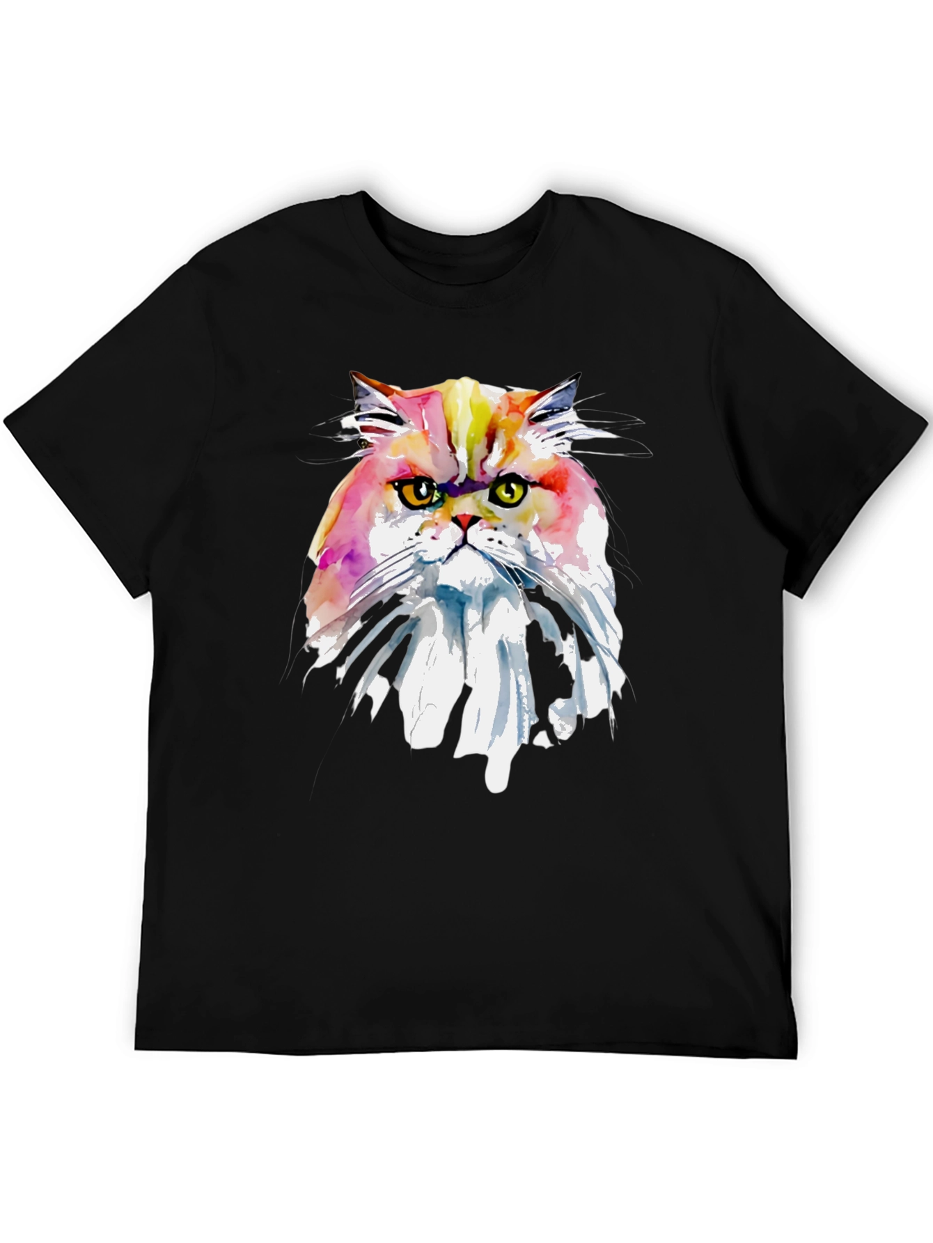 Black Watercolor Cat Graphic Tee - Unique Art T-Shirt view 5