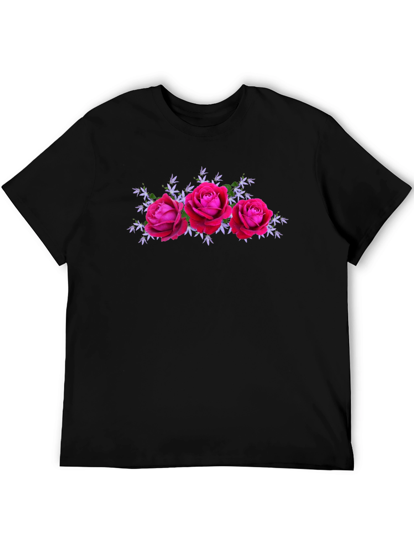 Black Floral Rose Graphic Black T-Shirt view 5