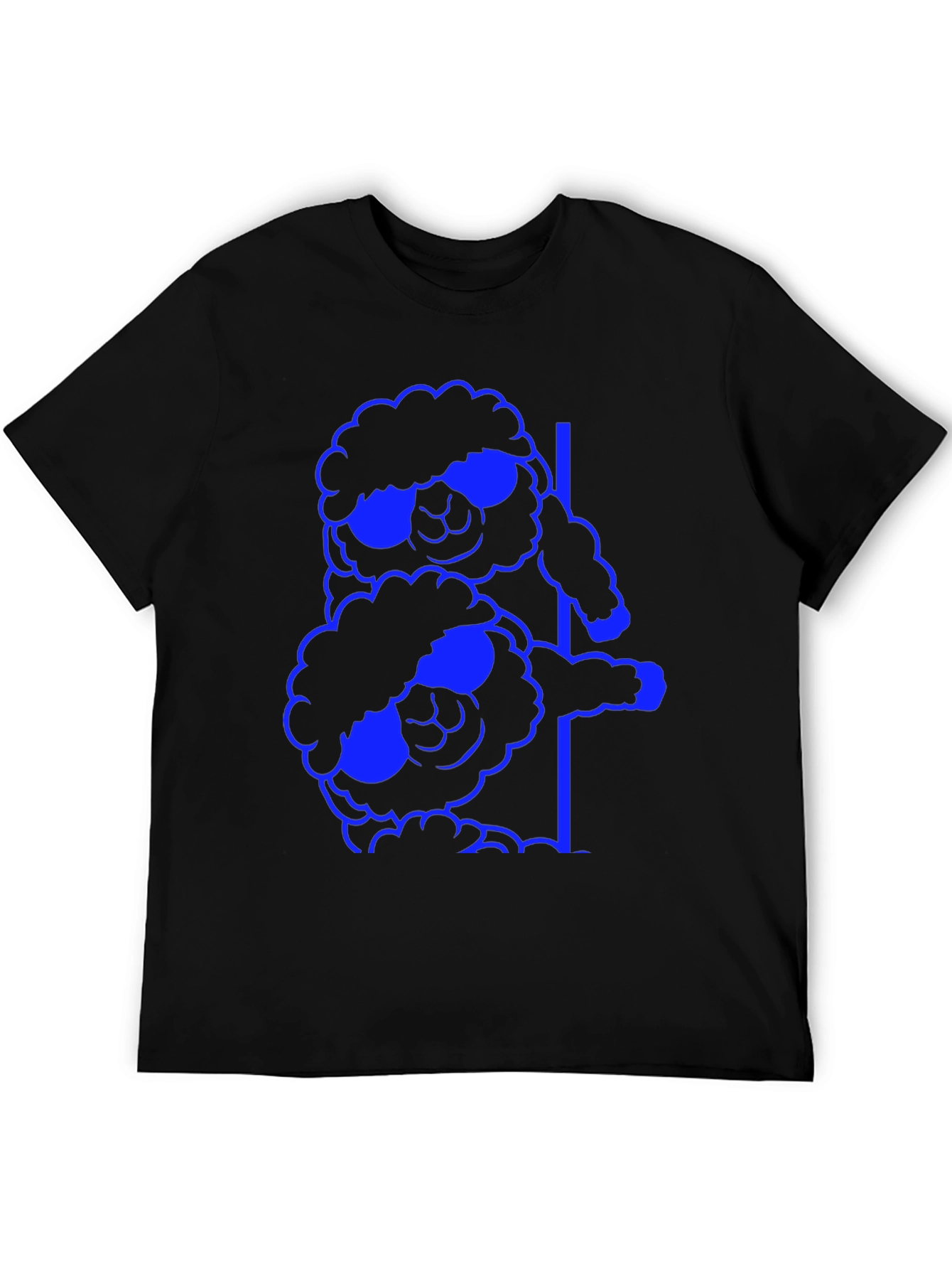 Black Cool Sheep Stack T-Shirt - Black Cotton Tee view 5