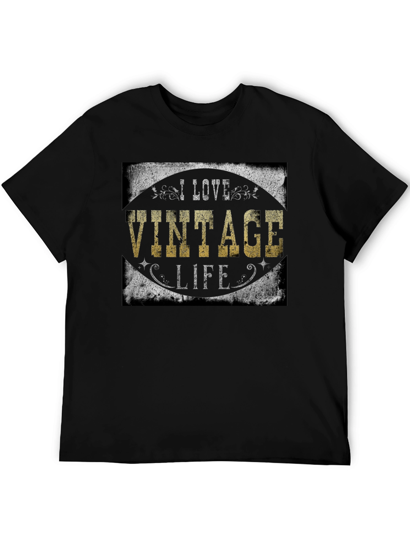 Black I Love Vintage Life Black T-Shirt view 5